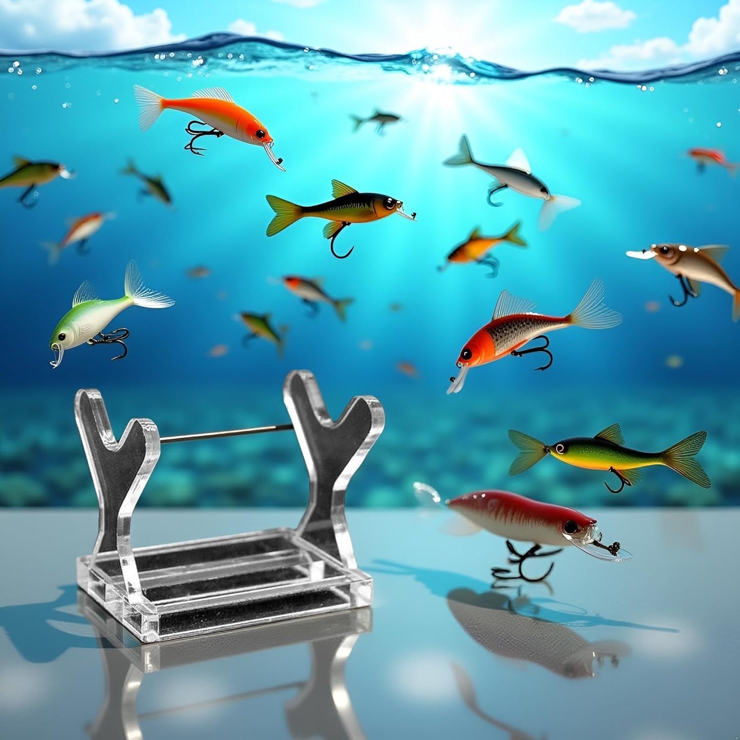 Acrylic Fishing Lure Display Stand, Clear Display for Large Baits for Baits Lure Display, Fishing Store Accessories, for Baits Lure Display,Fishing Lures Storage Decoration for Fishing Store Baits Accessories