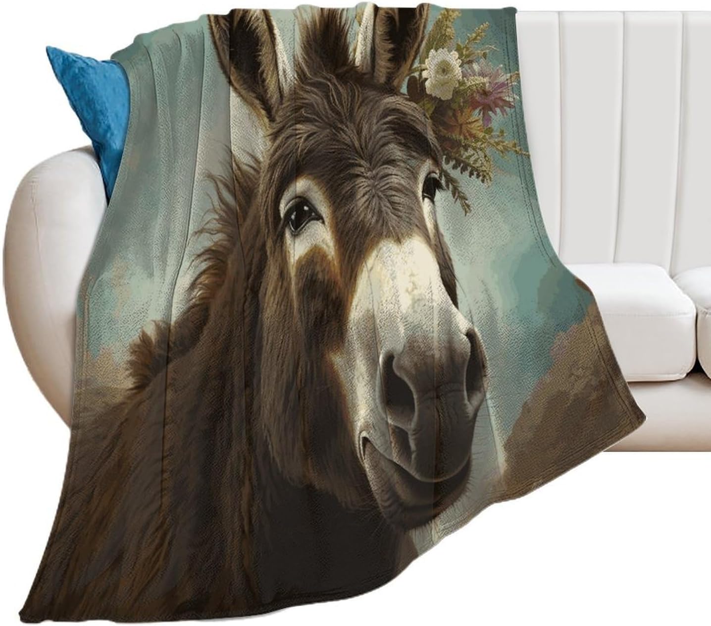Donkey Animals Throw Blanket for Couch Super Soft Warm Lightweight Throw Blankets Cozy Flannel Bed Blanket Cute Decorative Blankets for All Seasons Home Decor Gift 60"*80"（150 * 200cm）