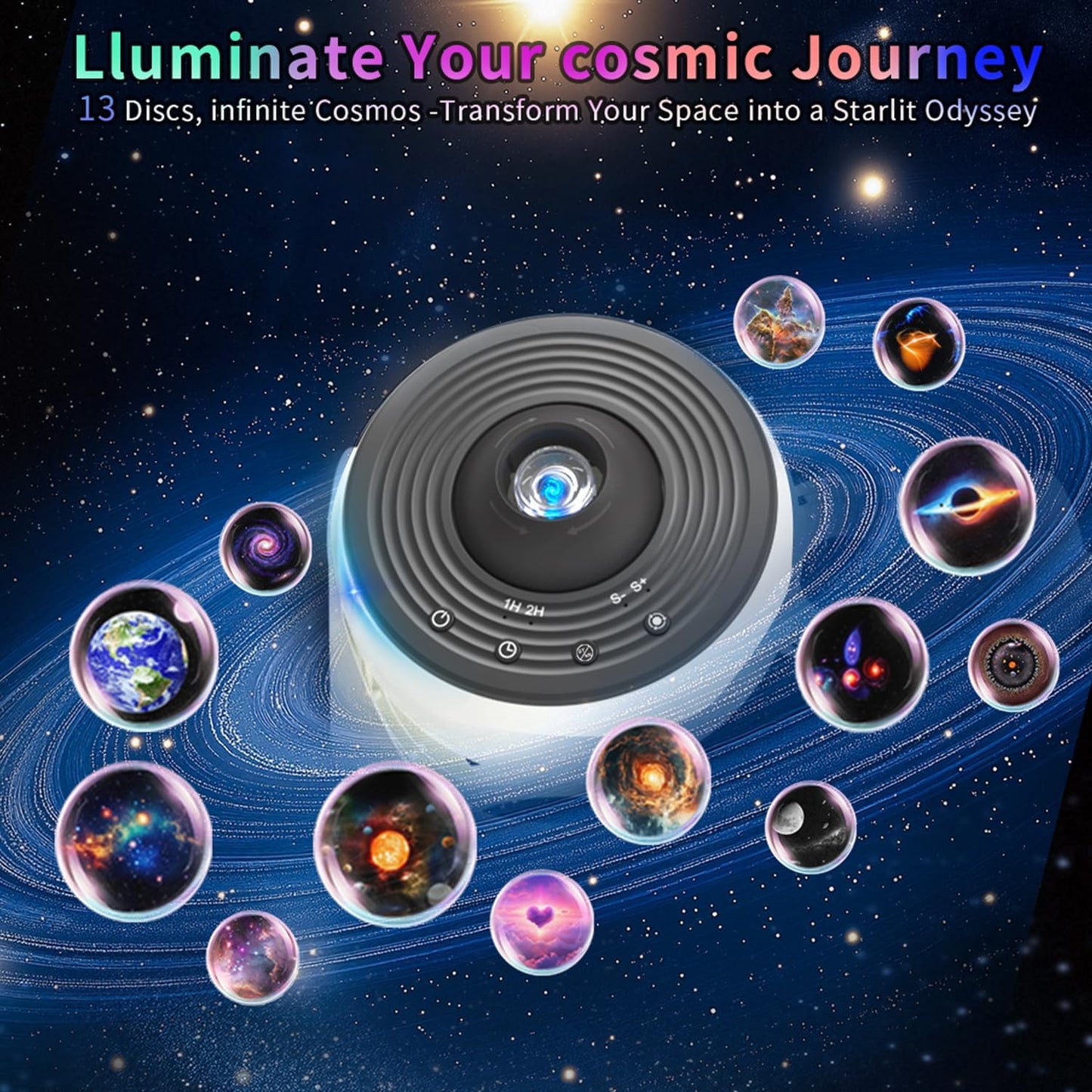 Planetarium Star Projector,FLEVO Galaxy Projector,Realistic Starry Sky Night Light with 13 HD Galaxy Discs,for Kids Bedroom Ceiling Home Living Room Decor Birthday Gifts (Bluetooth Version)