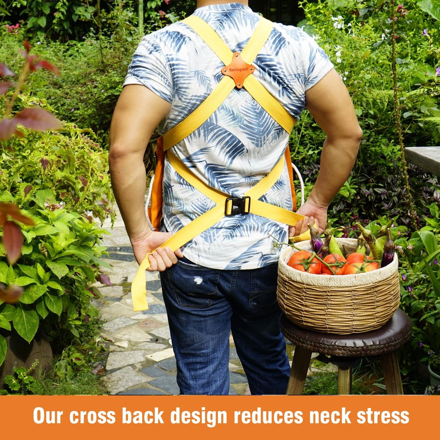 Gardening Apron with Pockets for Women, Adjustable, Washable, Garden Harvest Pouch with Quick Release Pockets