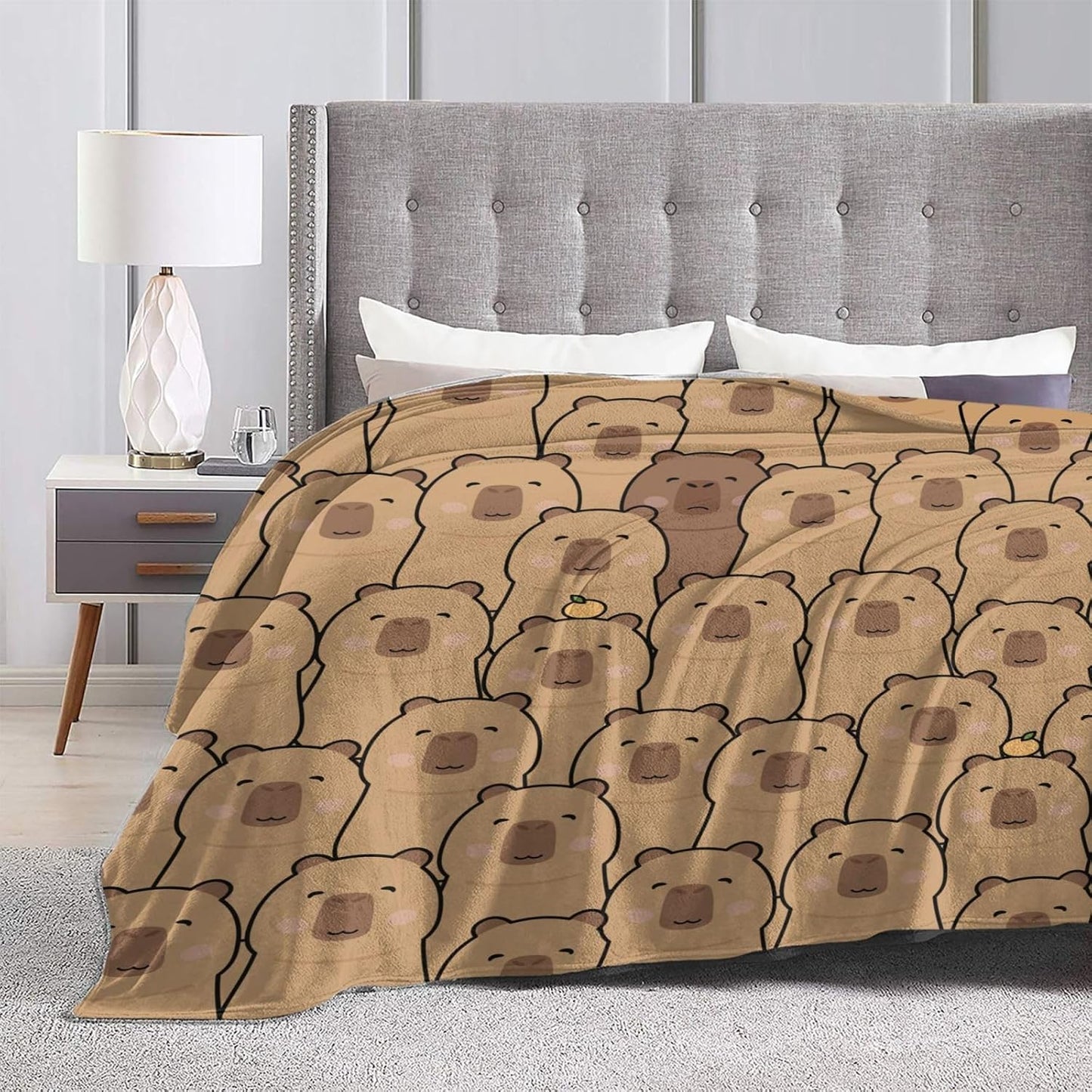 Capybara Blanket Throw Blanket Flannel Lightweight Soft Plush Fuzzy Blankets for Bed Sofa Couch Livingroom Chair Car Travel Pet 50"x40"