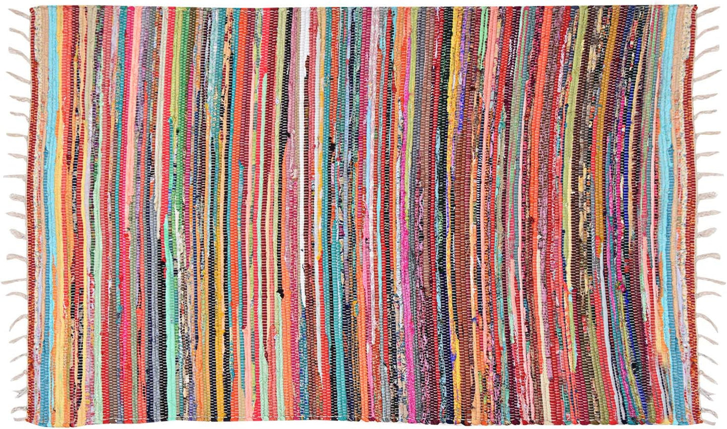 Marubhumi Reversible Area Runner Chindi Rug for Bedroom, Living Room, Kitchen, or Laundry Room 100% Recycled Cotton (20"x 32") - Unique Multi Colors