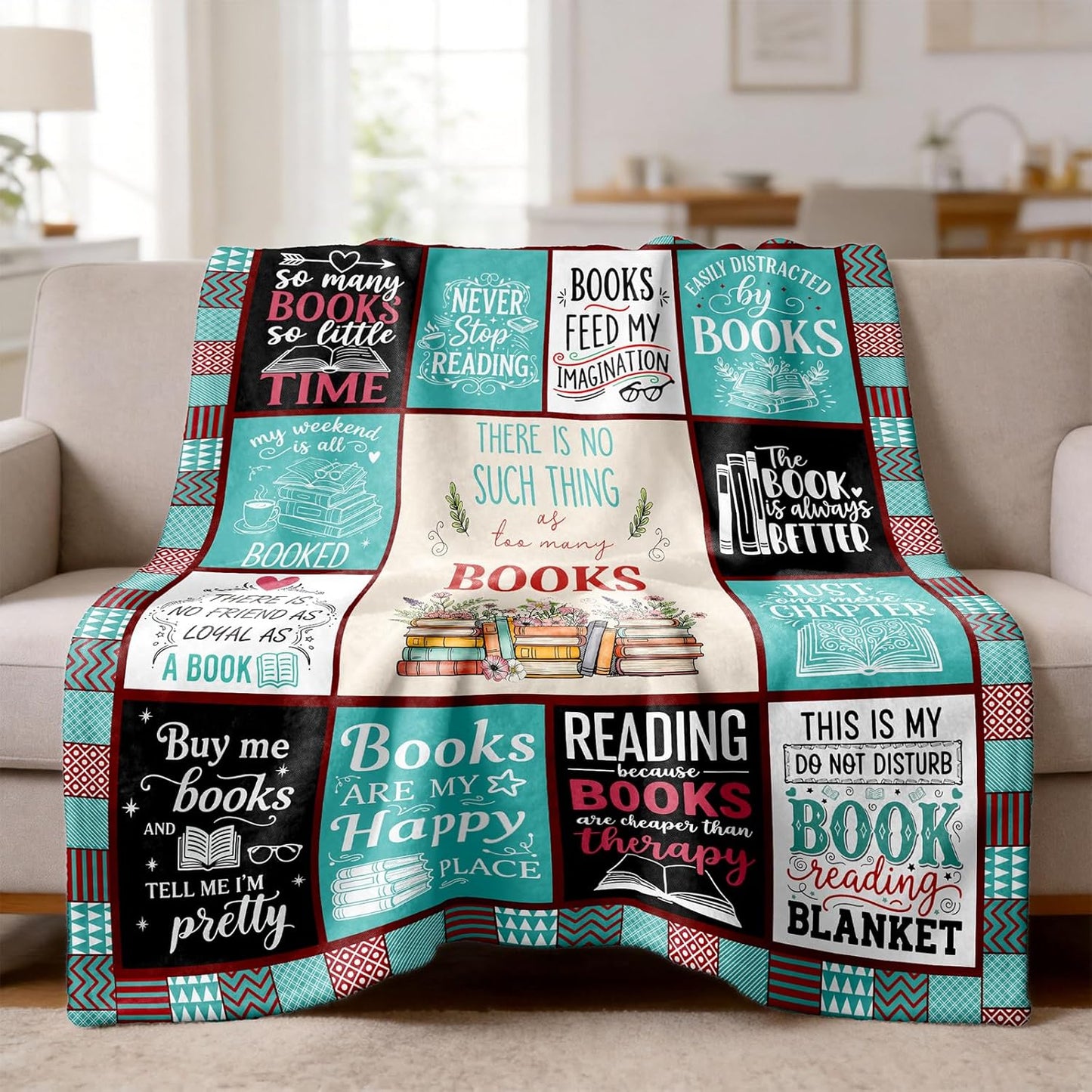 Book Lovers Gifts, Reading Blanket Gifts for Book Lovers, Reader Gifts for Birthday Christmas, Books Club Bookish Bookworm Librarian Teacher Gift, Soft Flannel Throw Blanket 60"x 50"