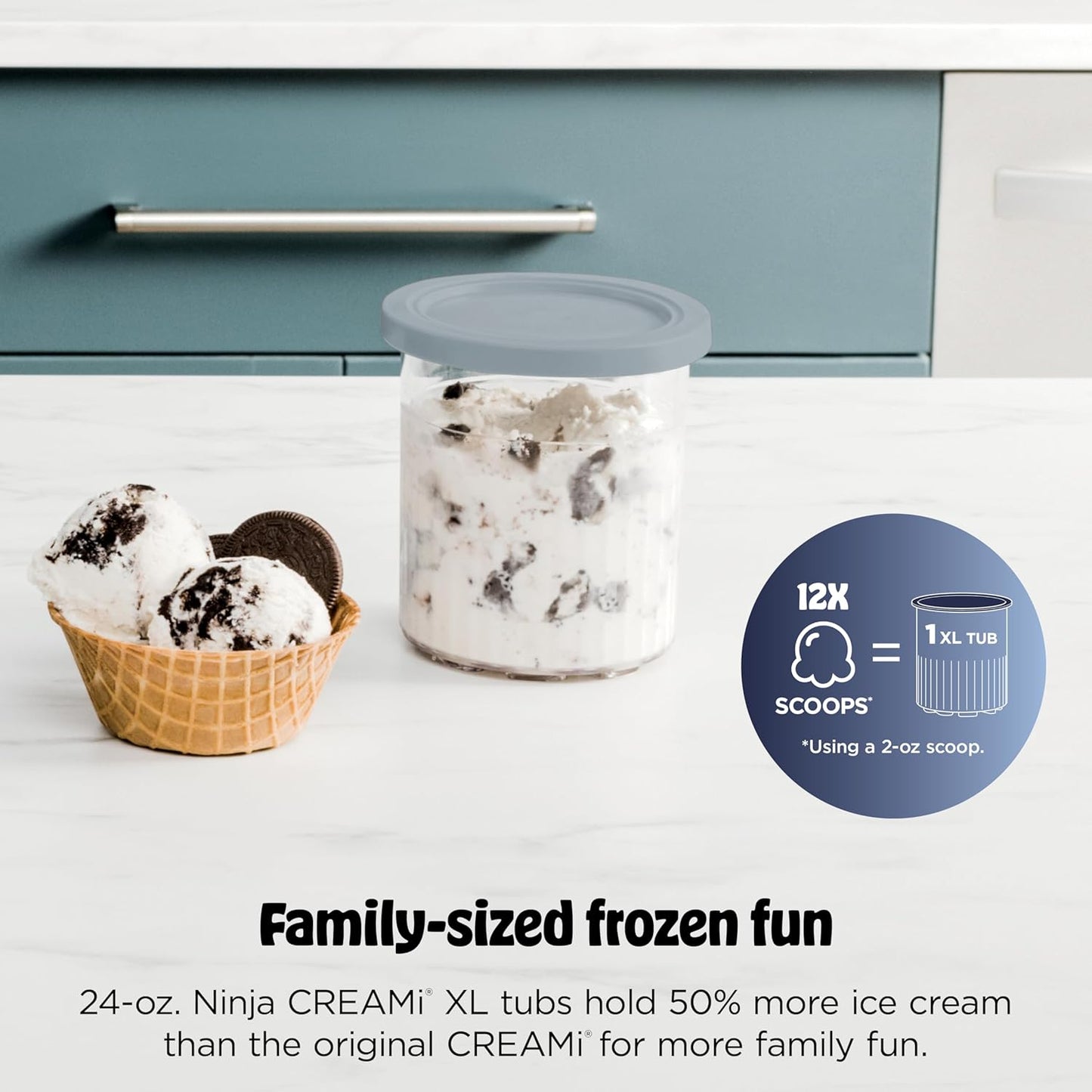 Ninja CREAMi Deluxe Ice Cream Maker, Treats and Frozen Desserts, Sorbet, Milkshakes, Yogurt and More, 11-in-1 Programs, XL Capacity, Includes Two 24-oz Family-Size Tubs, Silver, NC501