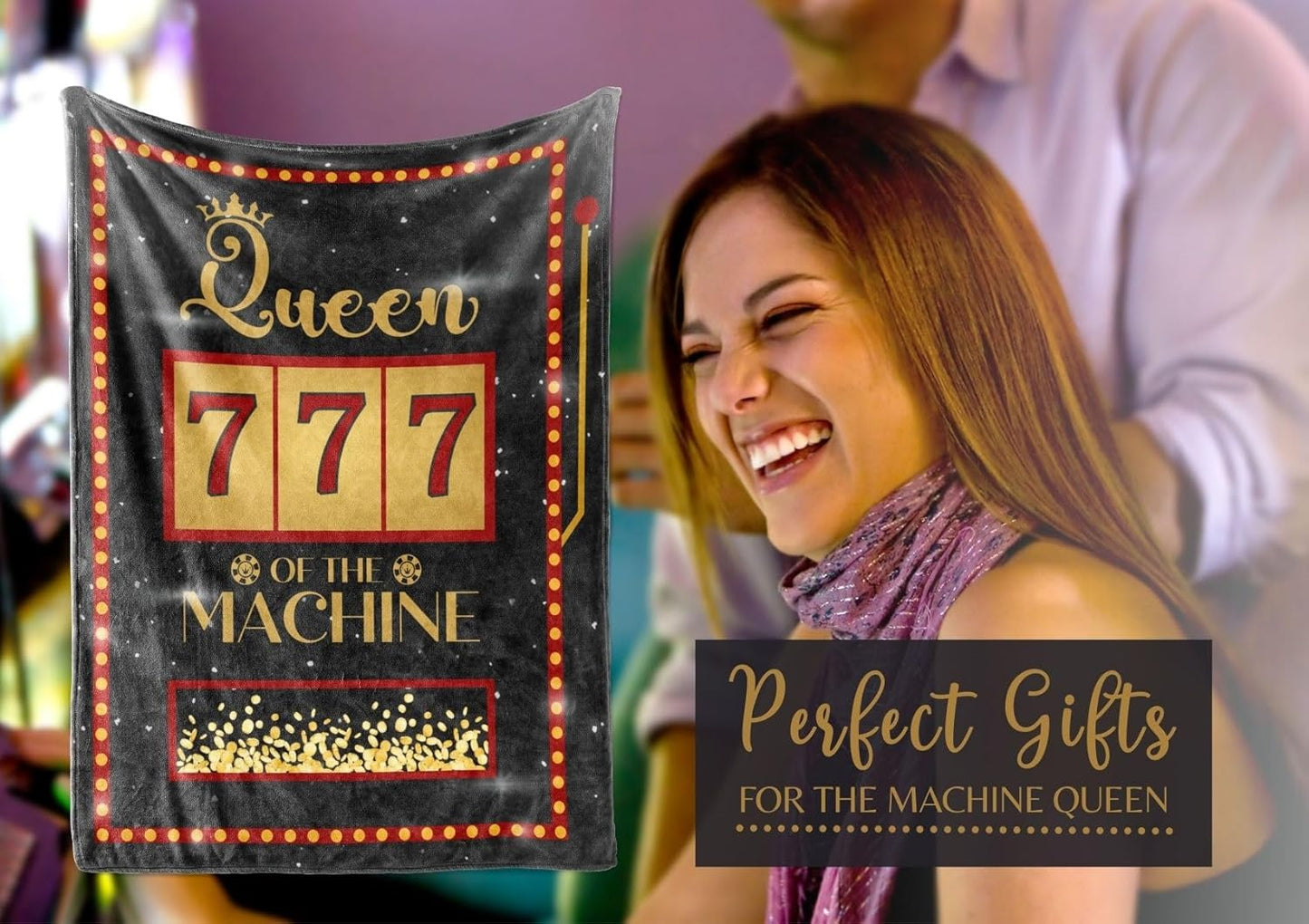 Queen of The Machine - 50" x 65" Casino & Slot Machine Throw Blanket for Women - Christmas & Birthday Gift