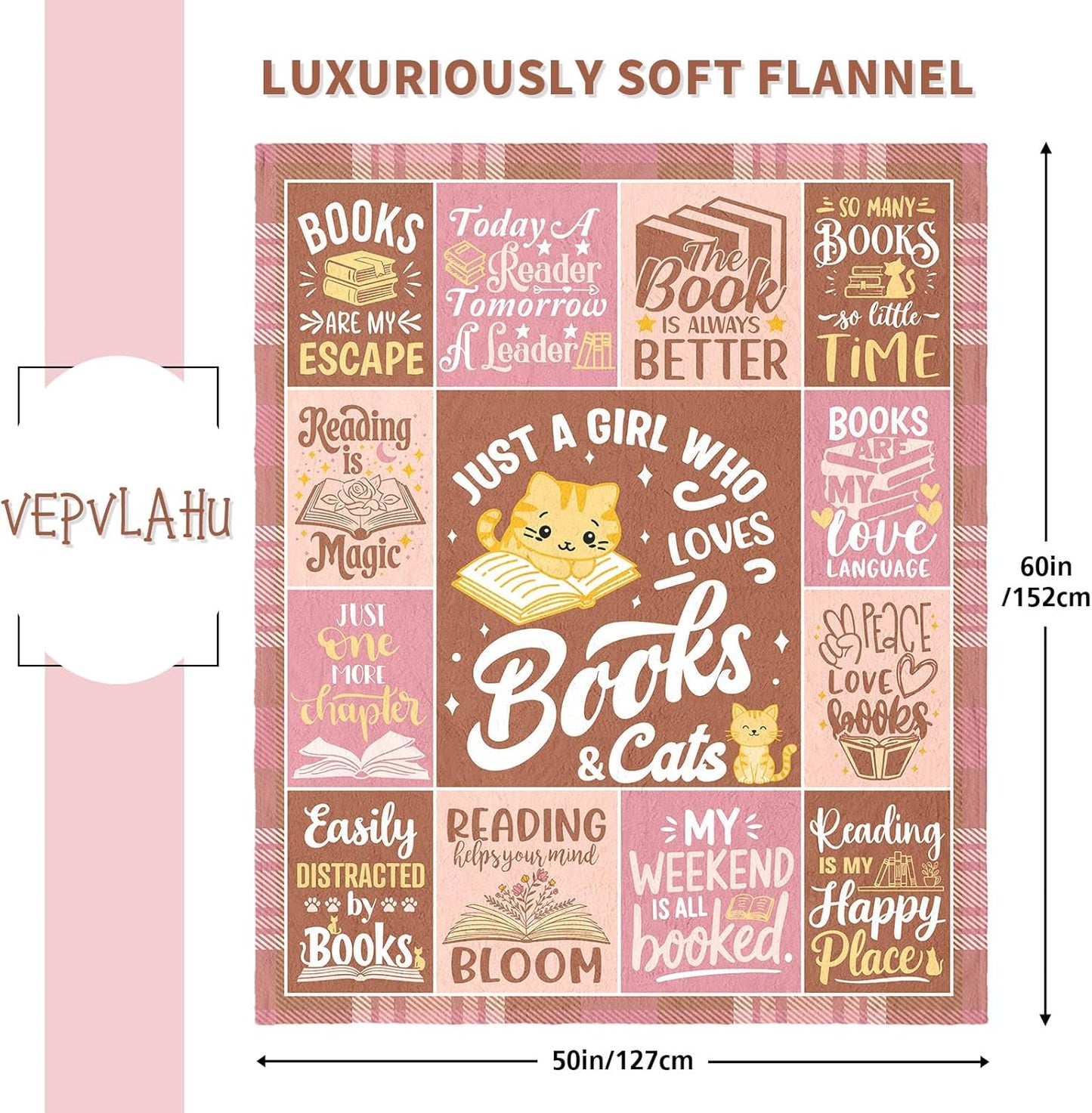 Valentines Day Book Lover Gifts, Bookish Gift for Women, Book Club Blanket for BookLovers Women, Reading Presents for Readers/Librarian/Bookworm/Books Nerd, Literary Throw Blanket 60"X50"