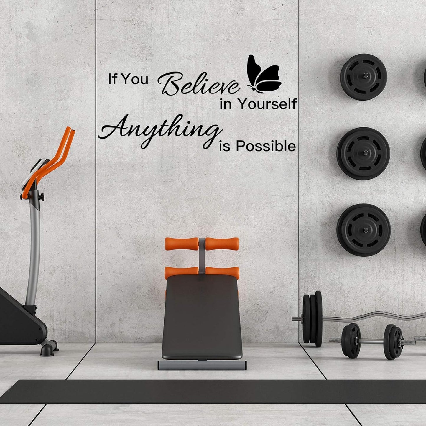 2 Sheets Vinyl Wall Quotes Stickers Ability Motivation Attitude Believe in Yourself Inspirational Saying Home Decals Quote Home Decor for Office School Classroom Teen Dorm Room Wall Decal (Black)