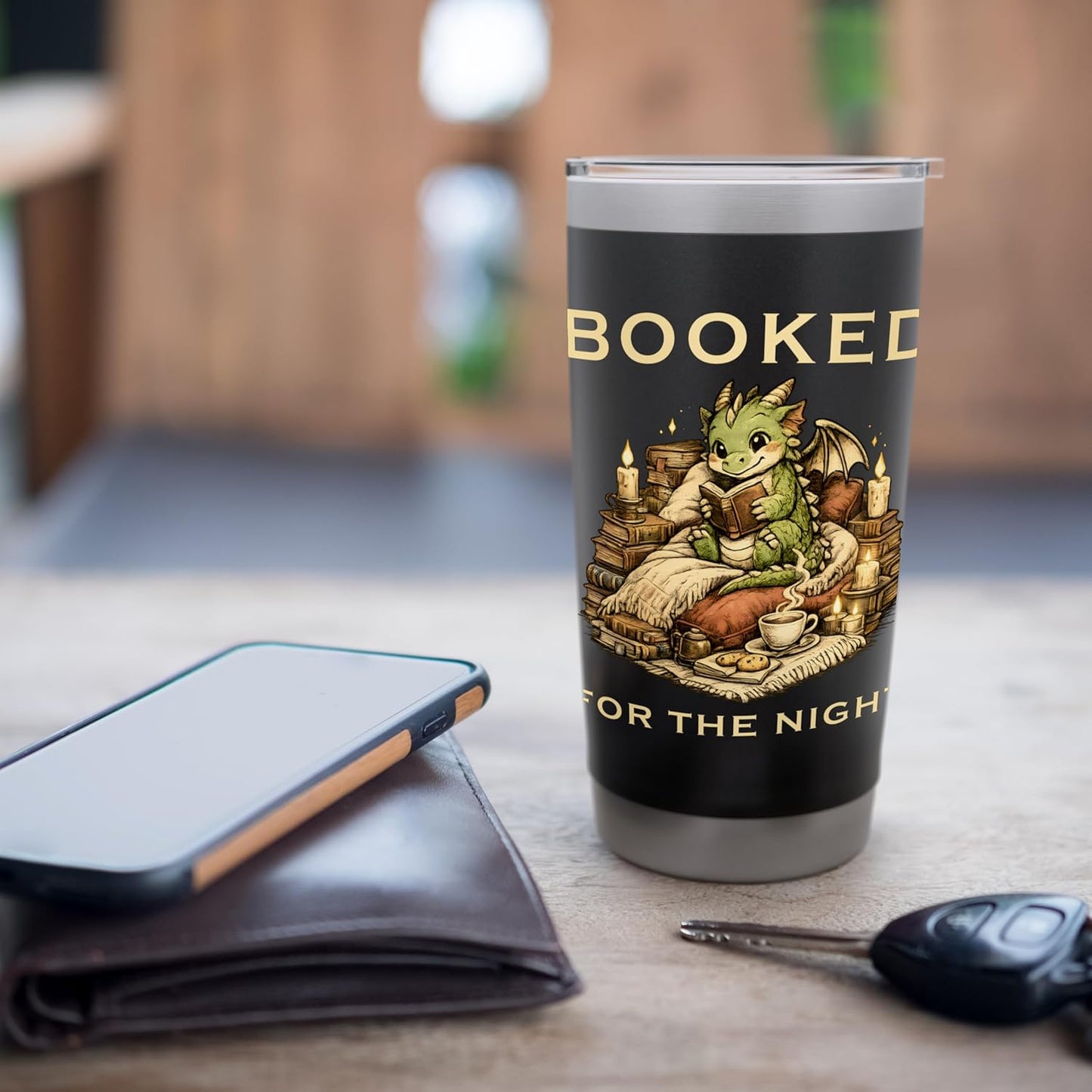 Booked For The Night Dragon Book Reader Stainless Steel Insulated Tumbler