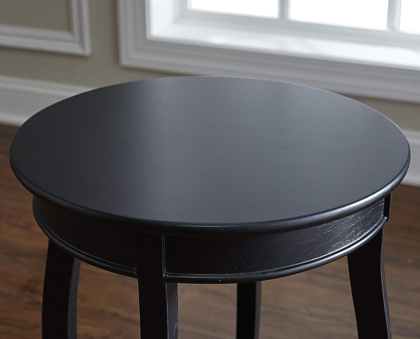 Powell Furniture Round Table with Shelf, Black