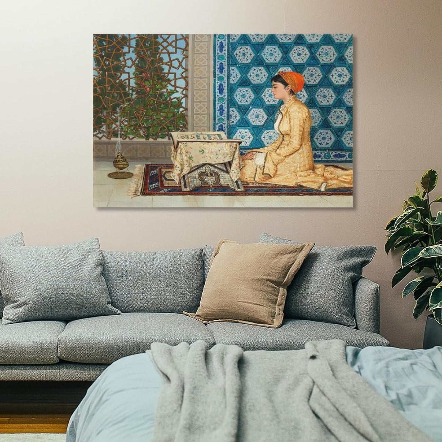 Turkish Poster Painting Young Woman Reading Modern Home Wall Art Decoration Canvas Print Poster Decorative Painting Canvas Wall Art Living Room Posters Bedroom Painting 24x36inch(60x90cm)