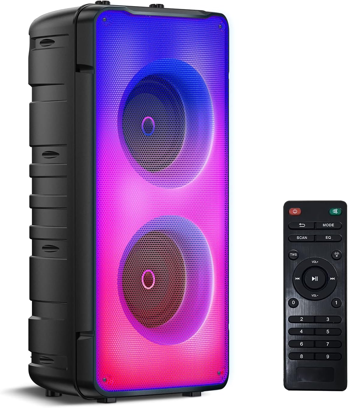 Bluetooth Speakers, 60W(80W Peak) Portable Loud Wireless Stereo Speaker with Rich Bass, Bluetooth 5.0, FM Radio, Colorful Light, TWS Pairing, EQ, 10000mAh Battery, Outdoor Speaker for Home Party Gift