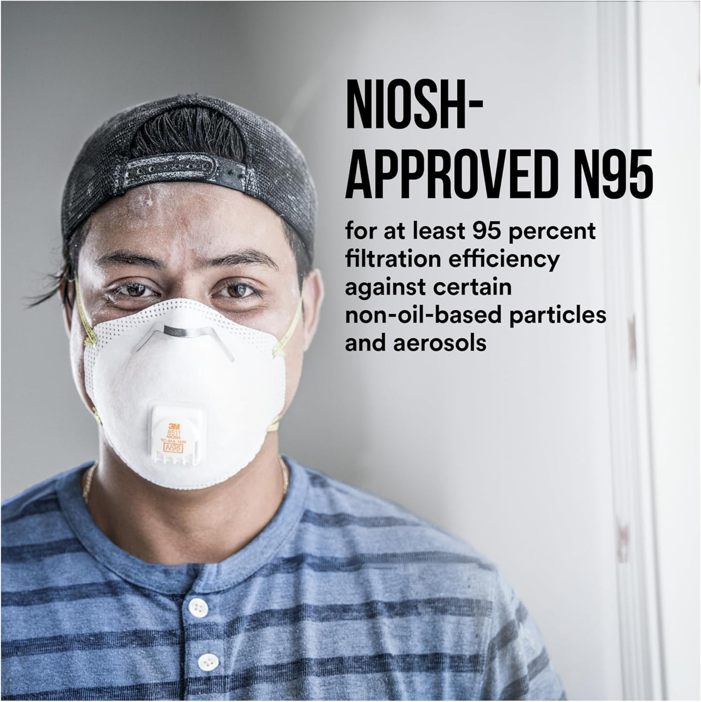 3M All-In-One Respirator, Best for Sanding, Fiberglass, Drywall, Painting, N95, Exhalation Valve Helps Direct Exhaled Air Downward, Relief From Dusts And Certain Particles, 10-Pack