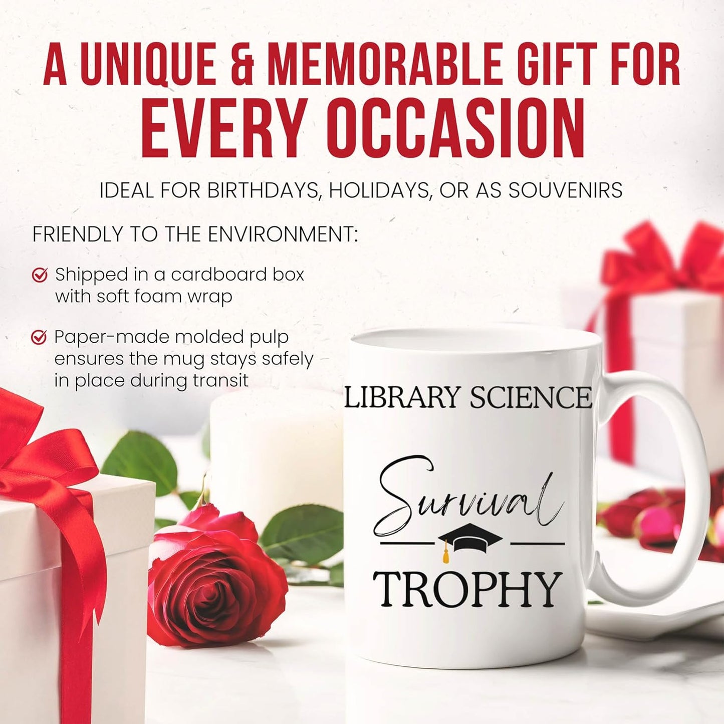 Library Science Graduation Mug - Information Specialist Coffee Cup - Book Lover Funny Gift From Classmates - Librarian Tea Mugs - Knowledge Seeker Cups - 11 Oz Ceramic Gifts For Graduates, Birthday
