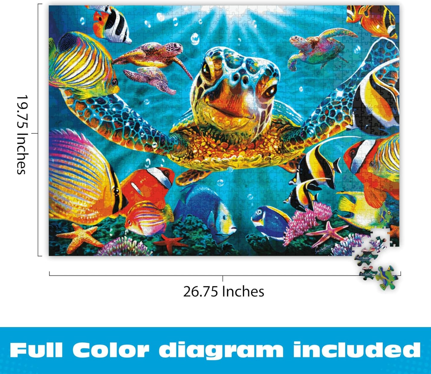 Buffalo Games - Tiny Bubbles - Steve Sundram - 1000 Piece Jigsaw Puzzle for Adults - Vibrant Underwater Scene - Challenging Puzzle Perfect for Game Nights - Finished Size is 26.75 x 19.75