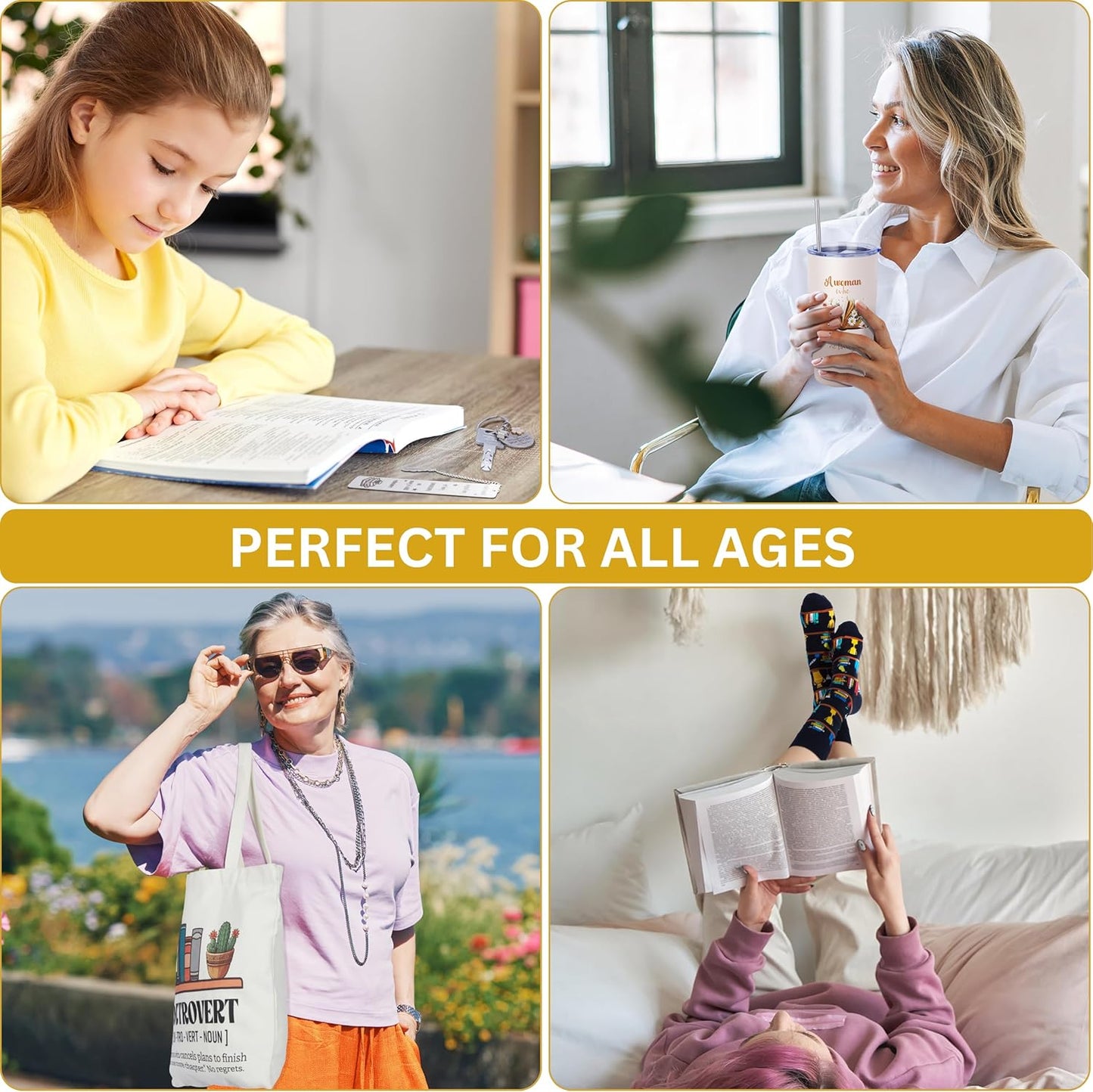 Luxury Book Lover Gifts for Women Readers - 8pc Bookish Gift with Premium Blanket & Shatterproof Steel Tumbler, Librarian Bookworm & Book Club Theme Birthday Present, Mother's Day Reading Gifts