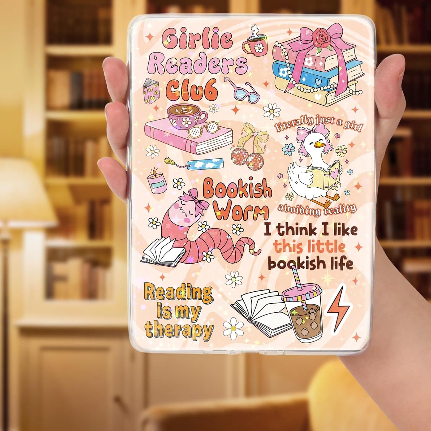 Inserts Cardstock for Clear Case - 8 PCs Funny Bookish Girlies Back Skin Stickers for Kindle Paperwhite 11th 12th Generation 6.9" Colorsoft Decorating Accessories for E-Reader Reading Gift