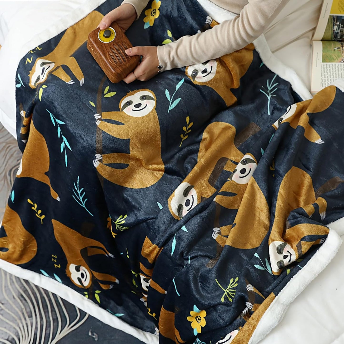 Sloth Blanket for Kids and Adults Sloths Printed Throw for Toddlers Boys Girls Soft Cozy Flannel Fleece Blankets (Sloth 3, 48"x60")
