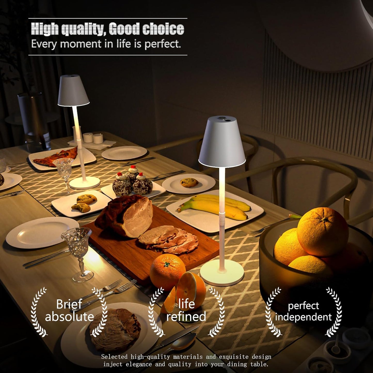 Modern LED Cordless Table Lamp, 4000mAh Rechargeable Battery, 3 Level Brightness Night Light, Metal Shell, Minimalist Design, for Couples Dinner/Coffee Table/Restaurant/Bedroom, White