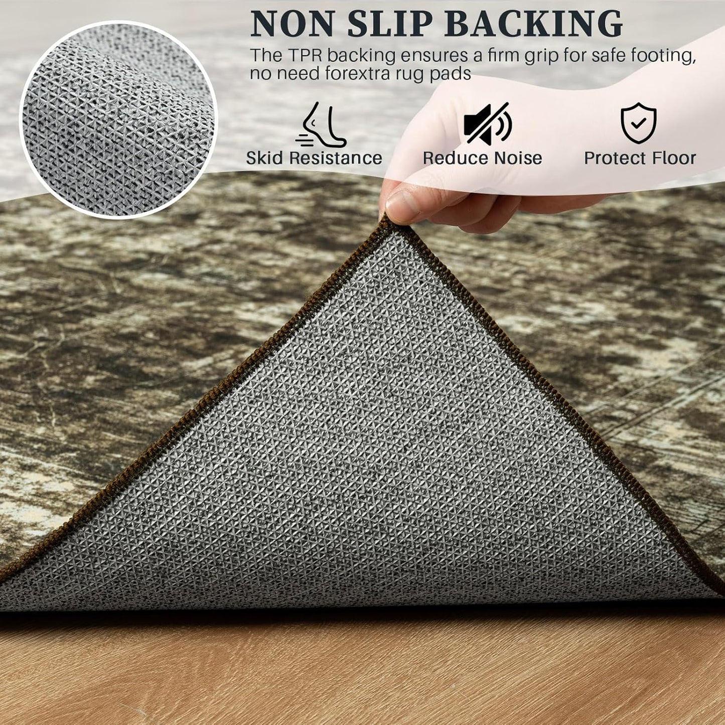 8x10 Non Slip Area Rug, Modern Soft Rugs for Living Room Machine Washable Easy Clean, Kids Pet Friendly Non Shedding, Comfortable for Bedroom Dining Room Kitchen Home Office Floor