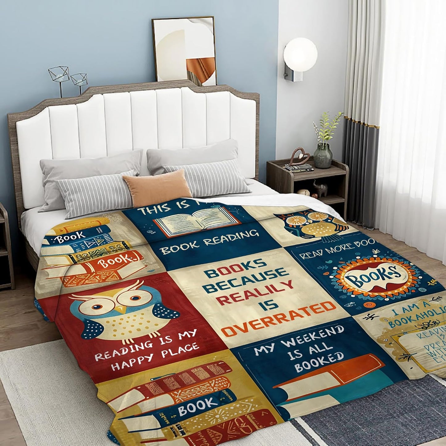 Retro Reading Poster Art Throw Blanket, Blanket Throw for Adults, Lightweight Soft Cozy Blanket for Couch Sofa Bed Room Decor 50x60 Inches