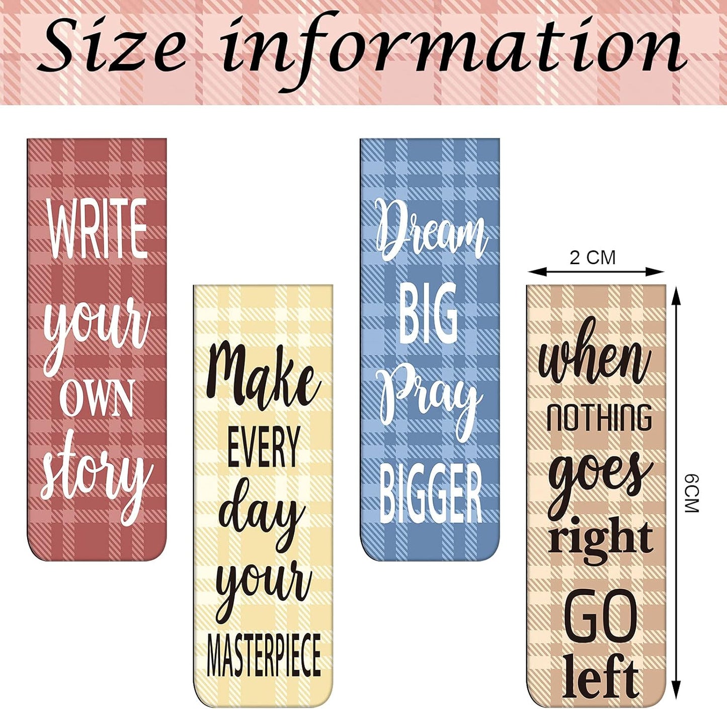 60 Pieces Inspirational Magnetic Bookmarks Motivational Bookmarks Magnetic Page Markers Assorted Magnet Page Clips for Students Teachers School Home Office Supplies (Simple Style)
