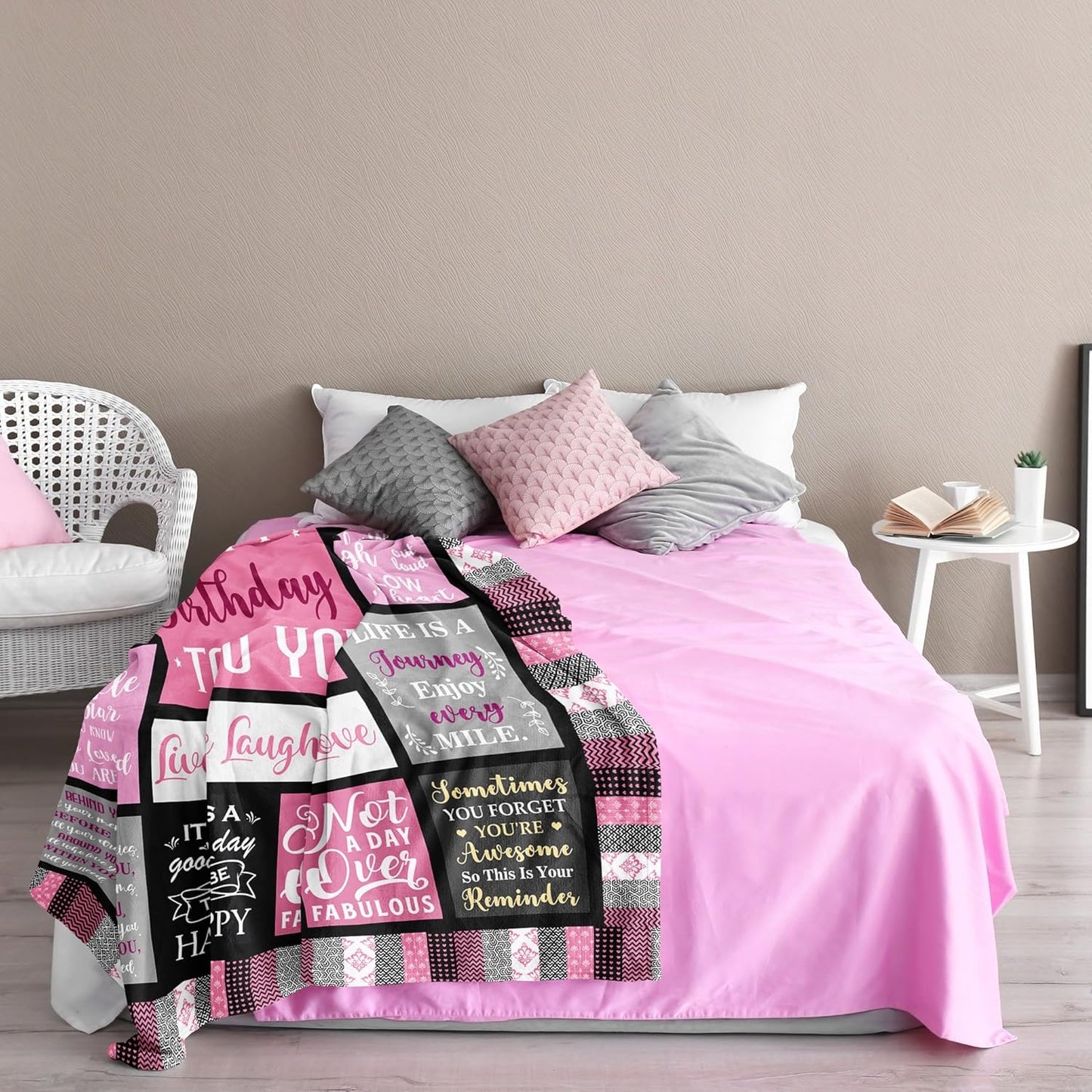 Birthday Gifts for Women Blanket 60’’X50’’, Happy Birthday Decorations Gifts for Her/Girls/Mom/Sister/Friend, Female Bday Present