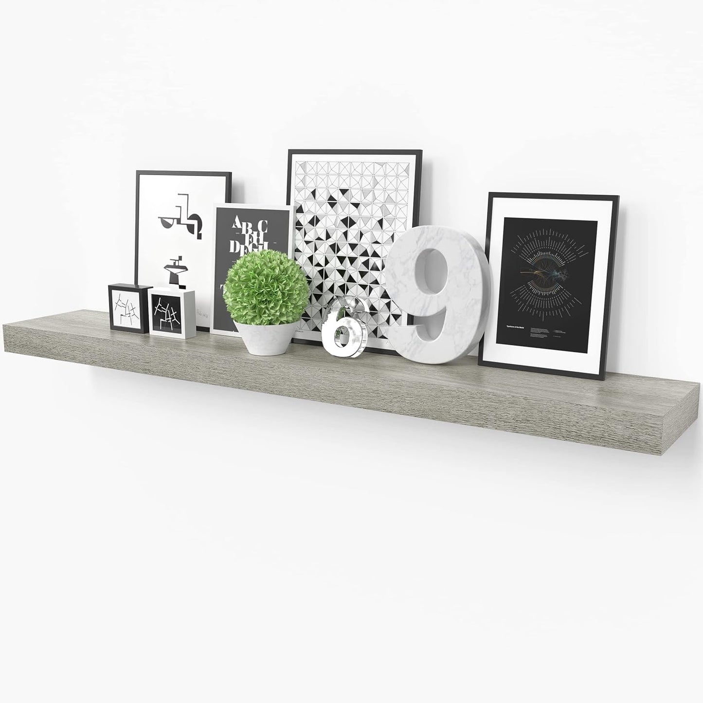 Ballucci Floating Shelf, 36" Wood Wall Shelf with Invisible Brackets for Bathroom, Living Room, Bedroom, Kitchen, Nursery, 6" Deep, Rustic Gray
