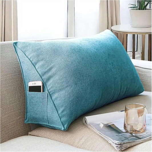 Wedge Pillow Headboard, Small Triangular Headboard Pillow Positioning Support Reading Backrest Wedge Pillow for Day Bunk Bed with Removable Cover,Red,70x35x20cm