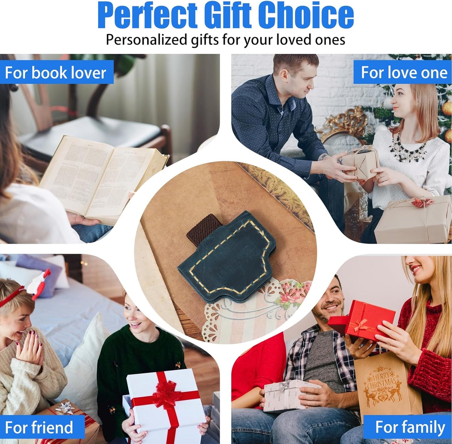 2 Pcs Bygone Mark Bookmark with Pen Holder, Blue Personalized Magnetic Leather Pen Holder Bookmark, Customized Magnetic Bookmarks for Reading Women Book Lovers, Gifts for Booklovers
