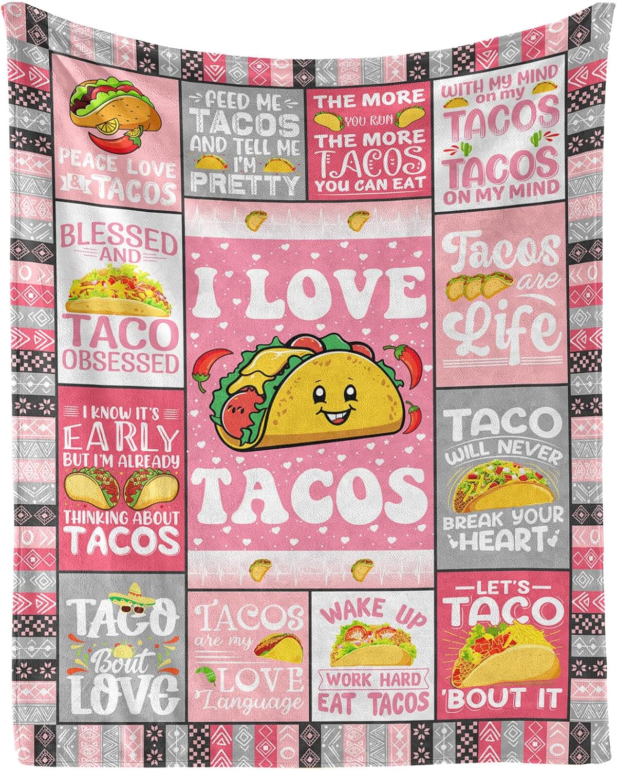 Tacos Throw Blanket - Soft Flannel Blankets for Teens Adults Women Men Tacos Lovers - Warm Food Throw Blankets for All Season Lap, Chair, Sofa - 70"x50"