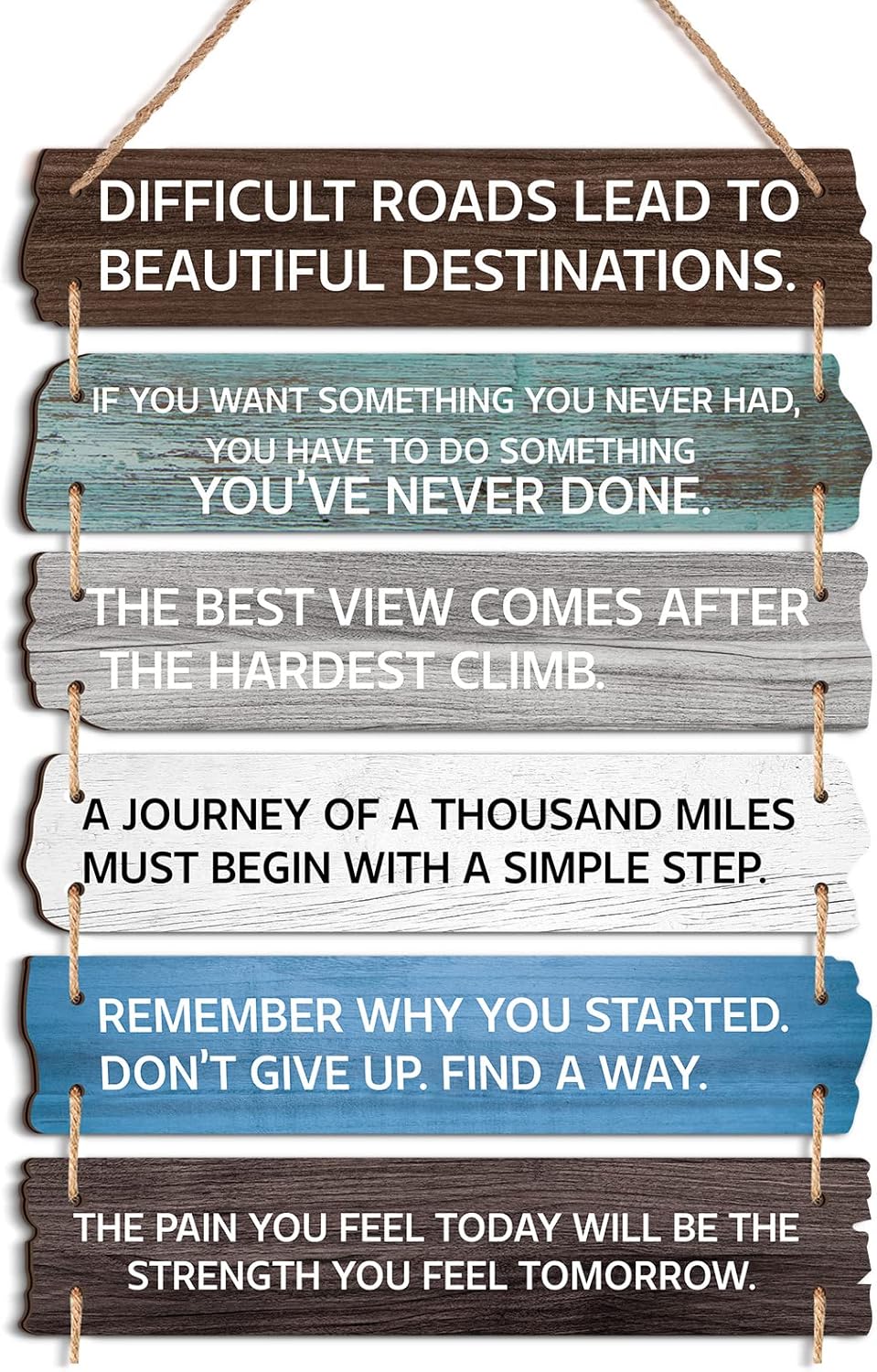 6 Pcs Inspirational Wall Art Decor for Office Watch Your Thoughts Wooden Hanging Motivational Wall Decor Rustic Positive Quotes Plaques for Classroom Home Bedroom Kitchen Living Room(Delicate Style)