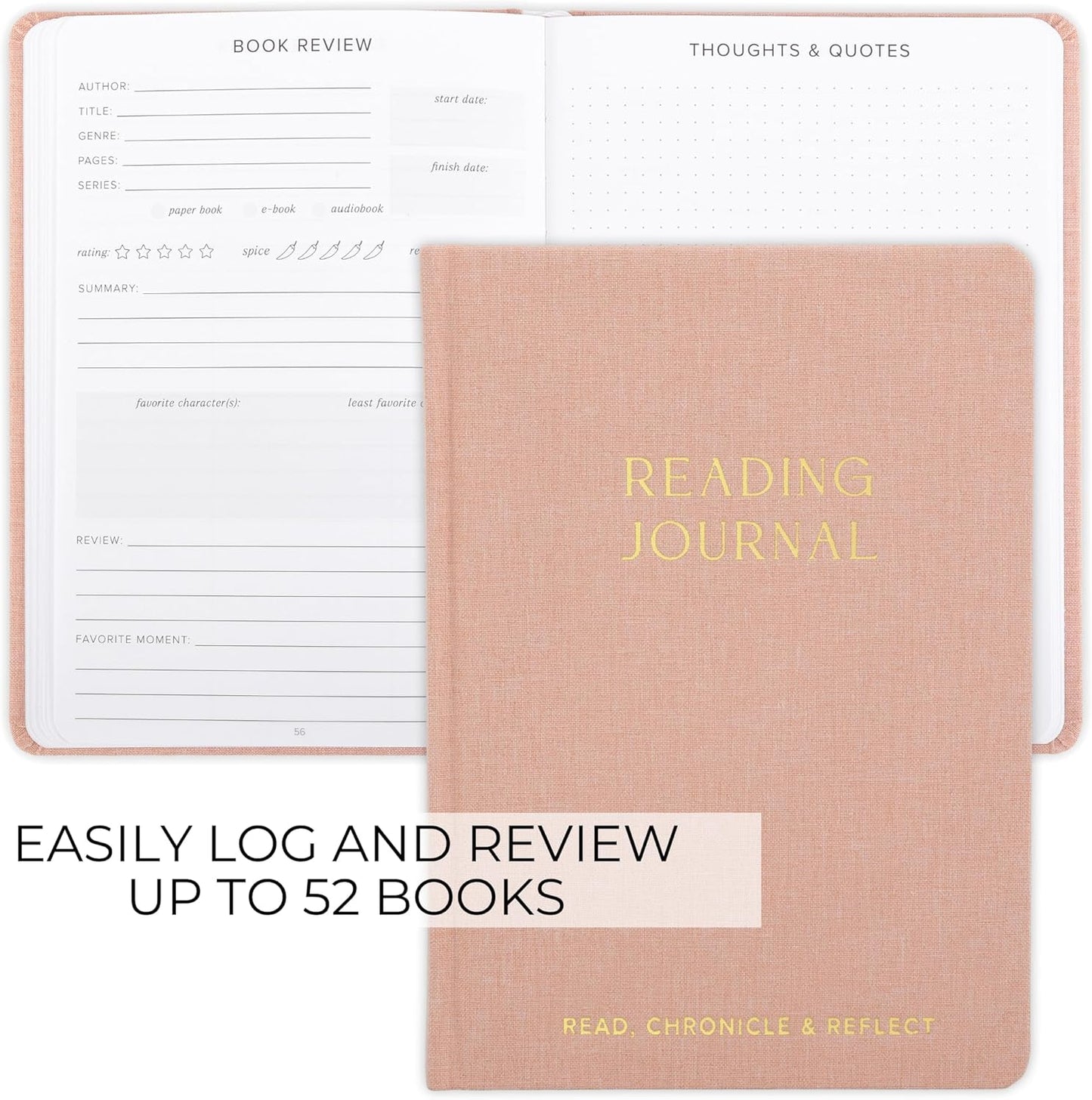 ZICOTO Beautiful Reading Journal for Book Lovers - Linen Hard Cover Book Makes a Great Gift for Readers - The Perfect Tracker with Reading Log & Review Pages For Keeping Notes on Your Favorite Books