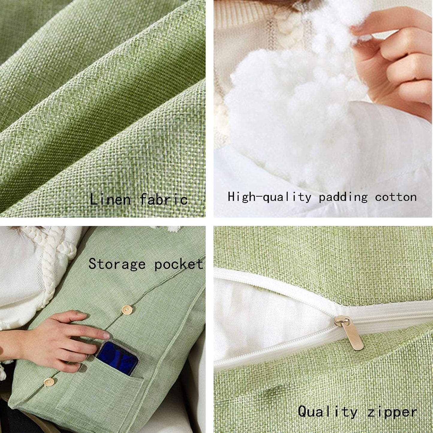 Reading Pillow Adjustable Triangle Lumbar Support Cushion for Bedroom Living Room Zipper Design 4 Color Optional 16 Size (Color : Gray Size : 45x20x40cmcm((2 Pieces)) (Gray 60x20x50cm (2 Pieces))