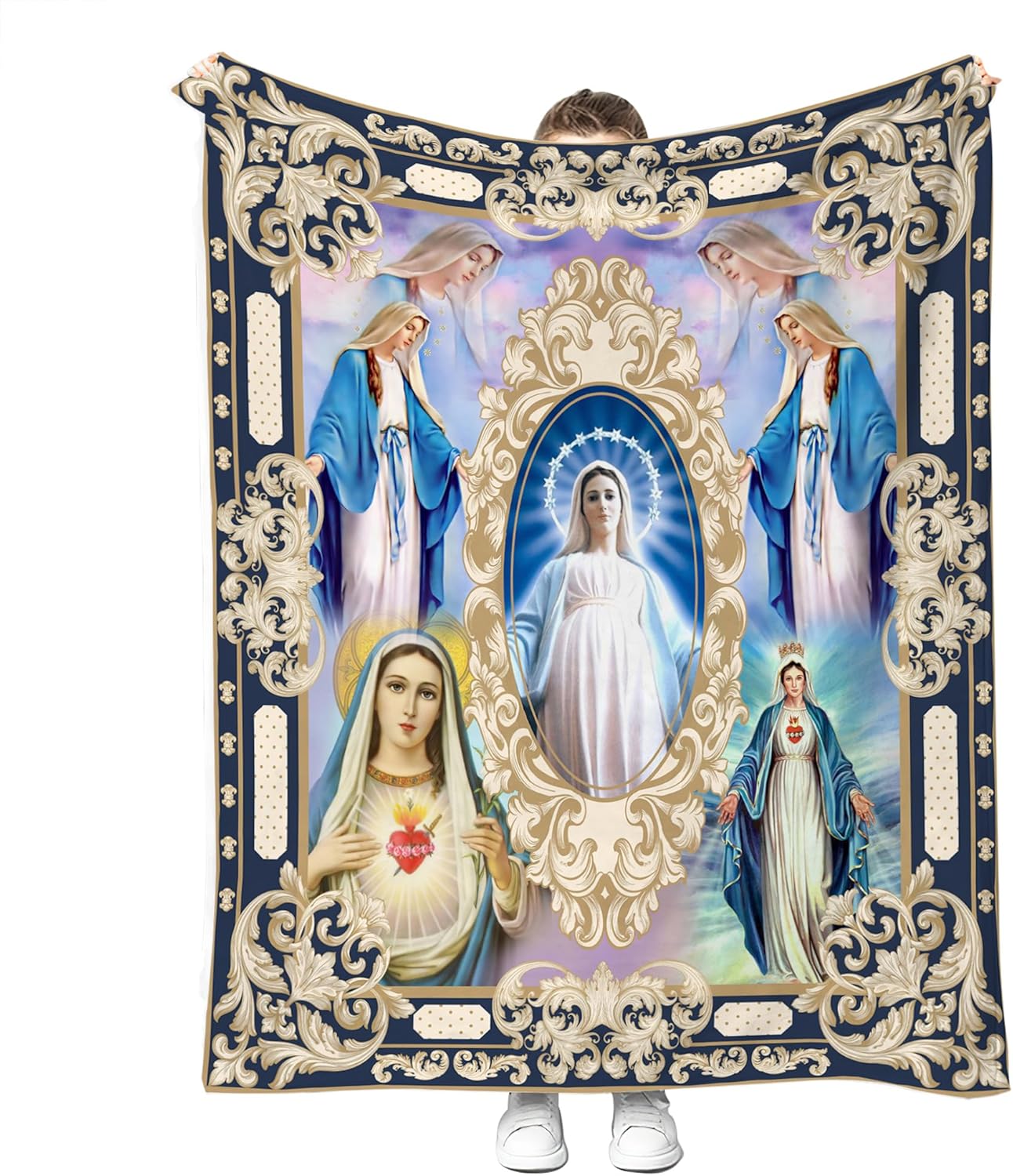 Ultra Soft Virgin Mary Blanket Microfiber Our Lady of Guadalupe Throw Blanket Warm Cozy Flannel Prayer Christian Blankets for Women Religious Catholic Gifts for Women Man 40'' x 50'' (Virgen Maria 01)
