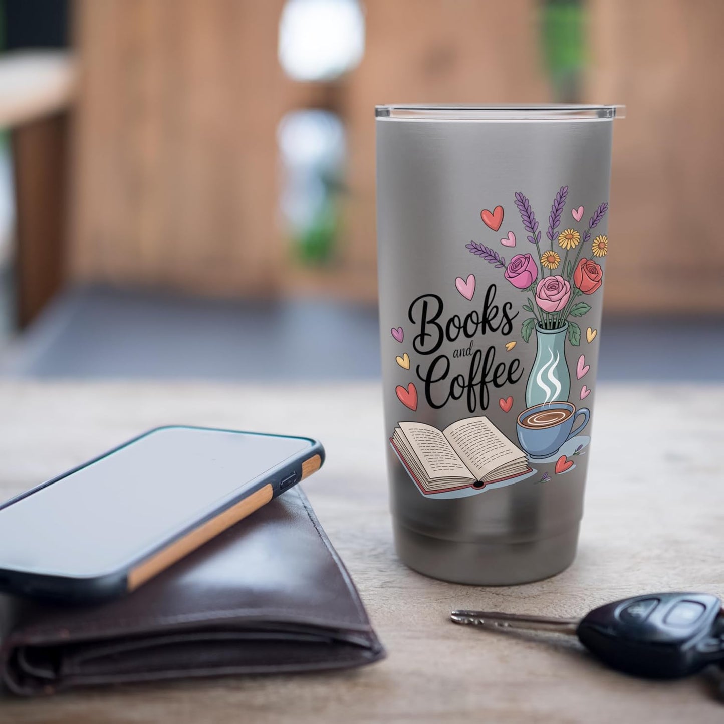 Books and Coffee for Readers & Caffeine Lovers Stainless Steel Insulated Tumbler