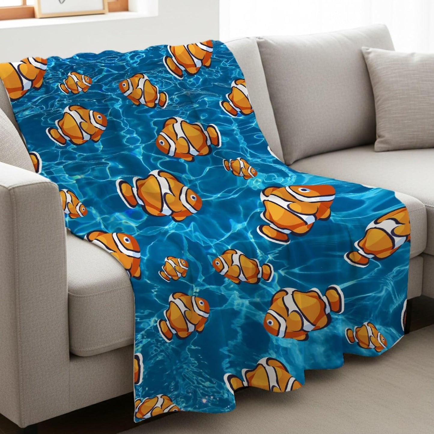 Clownfish Fleece Throw Blanket Gift Soft Warm Lightweight Blankets for Bed Sofa Couch Car 50 x 40in for Kids