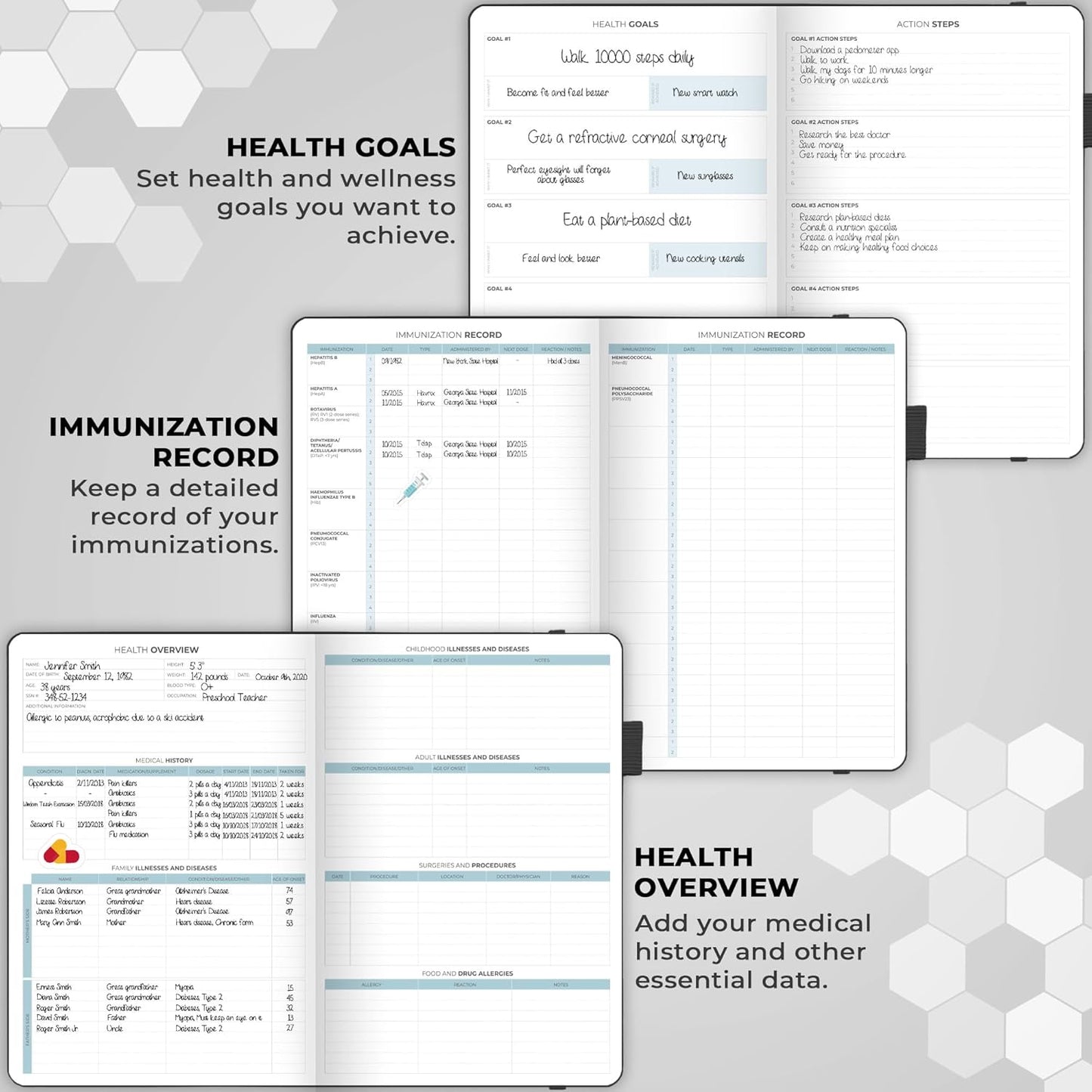 Clever Fox Large Medical Planner 12-Month – Medical Notebook, Health Diary, Wellness Journal to Track Health – 12 Months, 7x10.5″ (Black)