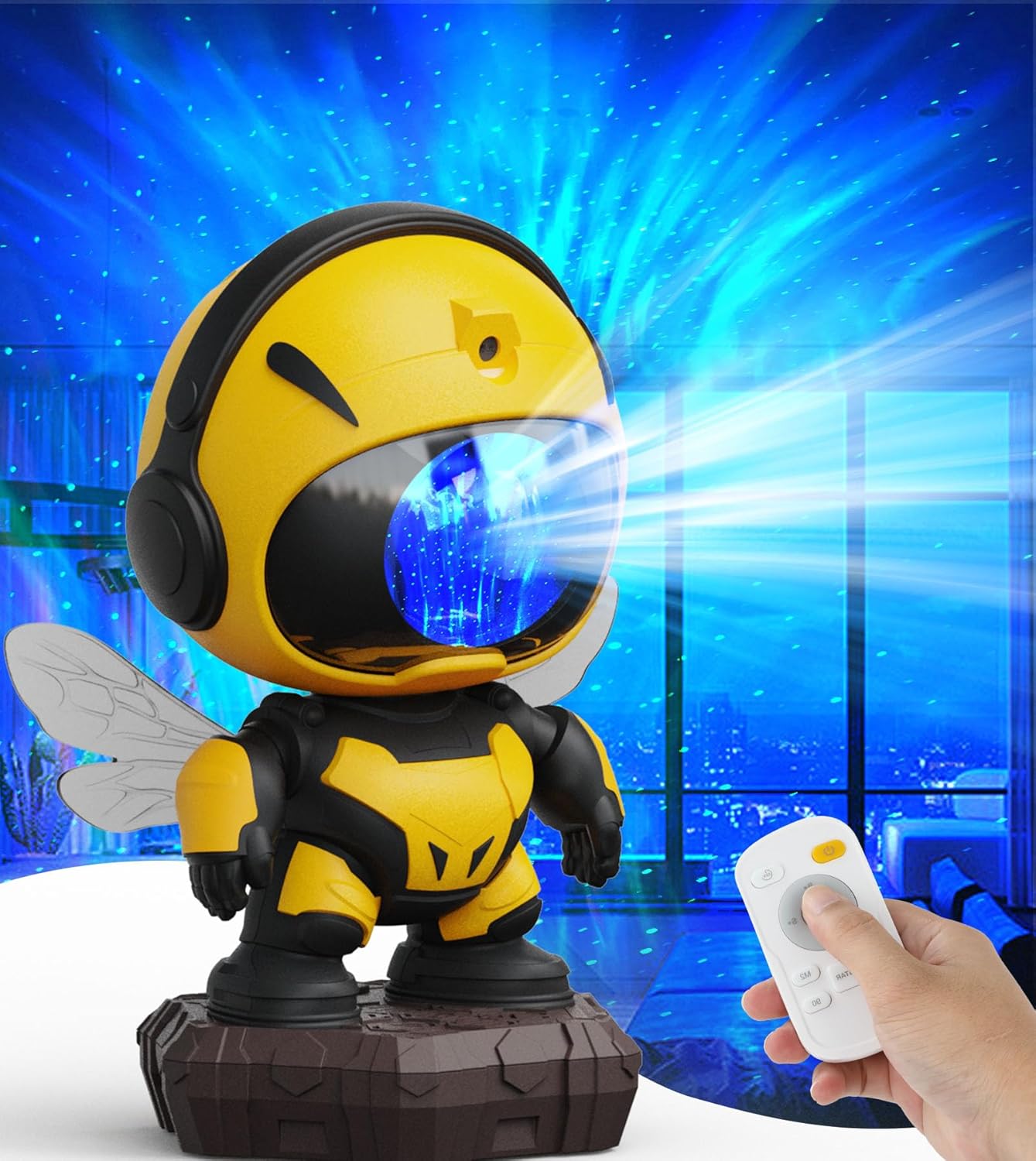 Astronaut Galaxy Projector,Astronaut Star Bee Projector,Nebula Ceiling LED Night Light for Kids with Timer Remote,Adjustable Flowing Light Starry Projection for Bedroom, Game,Room