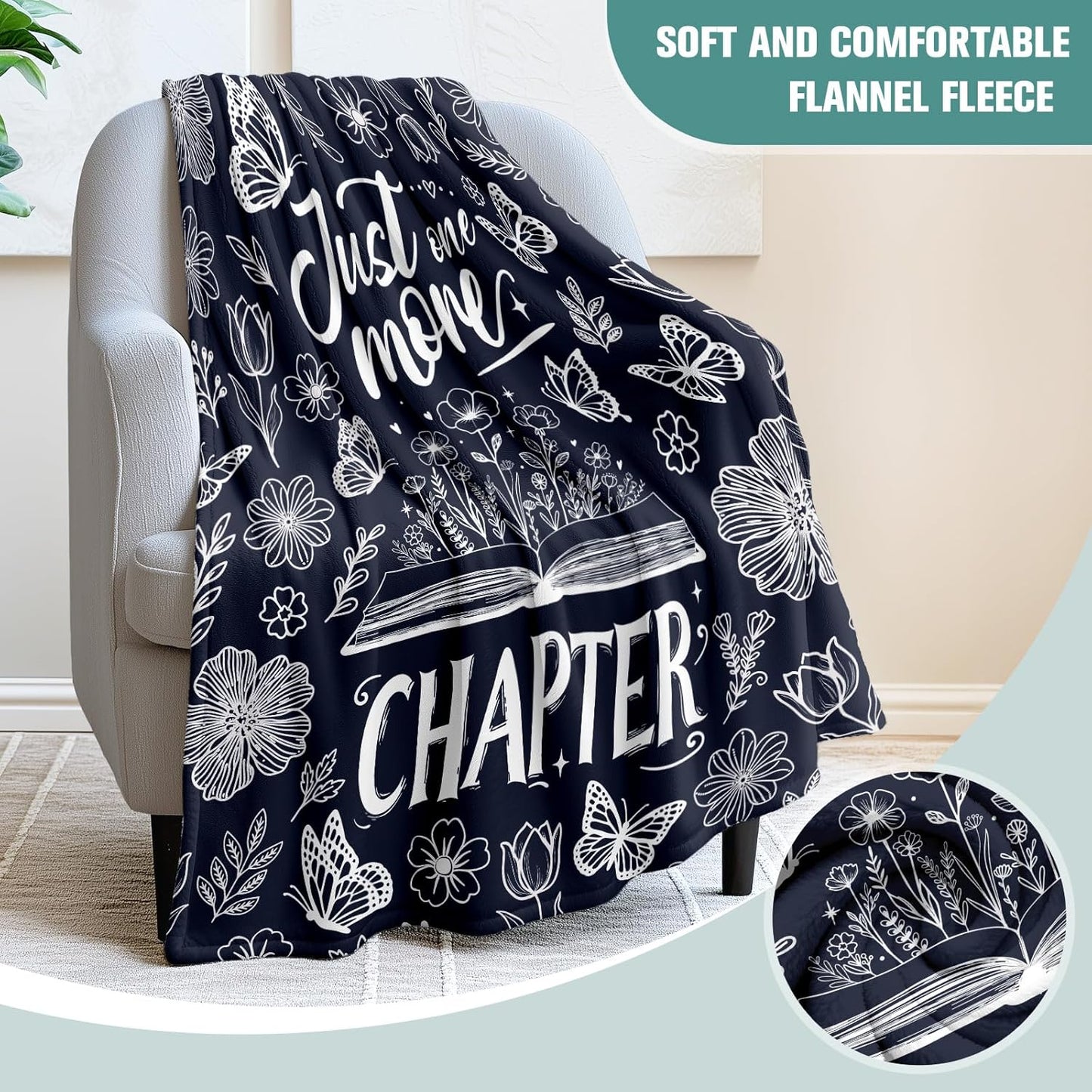Book Lovers Gifts Soft Reading Throw Blanket for Teachers Graduation Librarians Book Clubs Cozy Bookworm Gift for Women & Men(50x60 Inch)