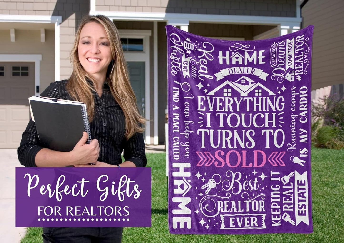Realtor Gifts for Women, Throw Blanket for Real Estate Agent for Christmas, Birthday - 50" x 65"