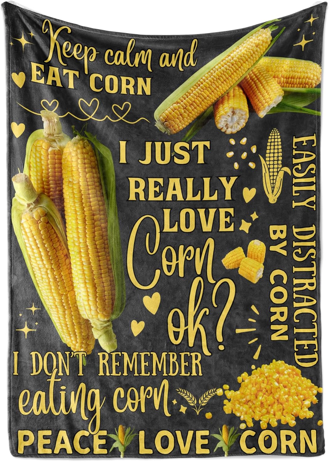 Funny Corn Gifts for Corn Lovers, Best Unique Corn Flannel Throw Blanket 50 x 65 inch, Skin Friendly, Novelty Corn Lover Gifts
