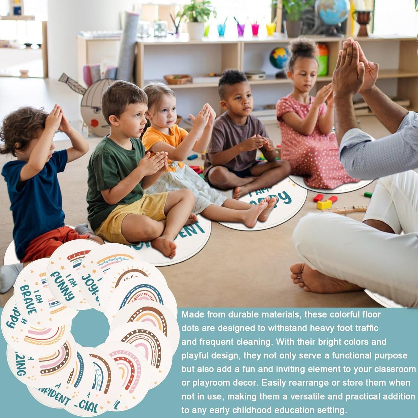 HiiARug Carpet Circles for Classroom Sitting Classroom Decor Rugs for Elementary Preschool Daycares Flexible Seating Circle Time Rug for Group Activities,12pcs,Round 18"