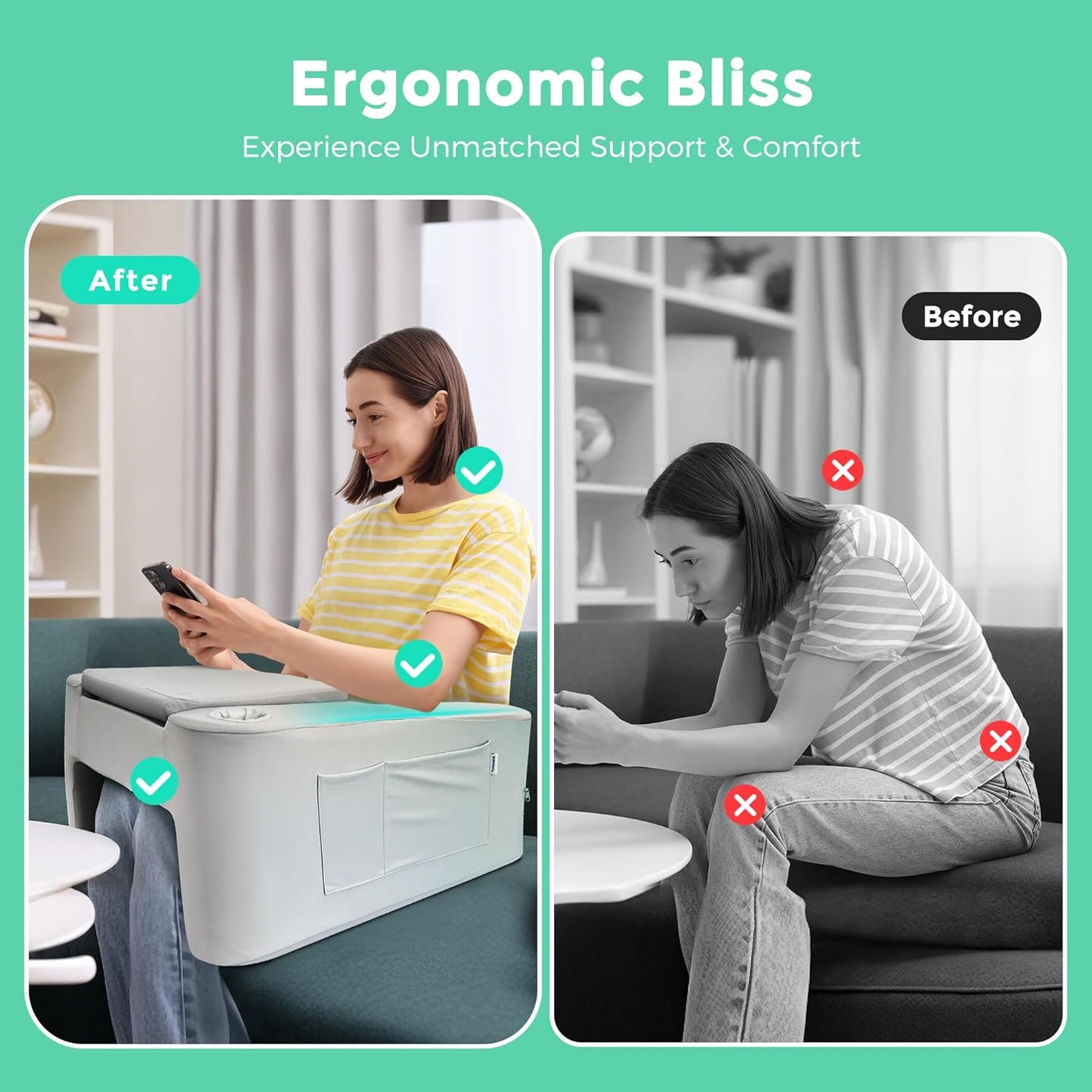 Ultimate Gaming Pillow & Lap Desk Combo,Large Ergonomic Bed Rest with Cup Holder, Phone Stand & Pockets, Reading Pillow for Adults, Laptop Stand for Bed & Couch, Dorm Room & Gamer Gifts
