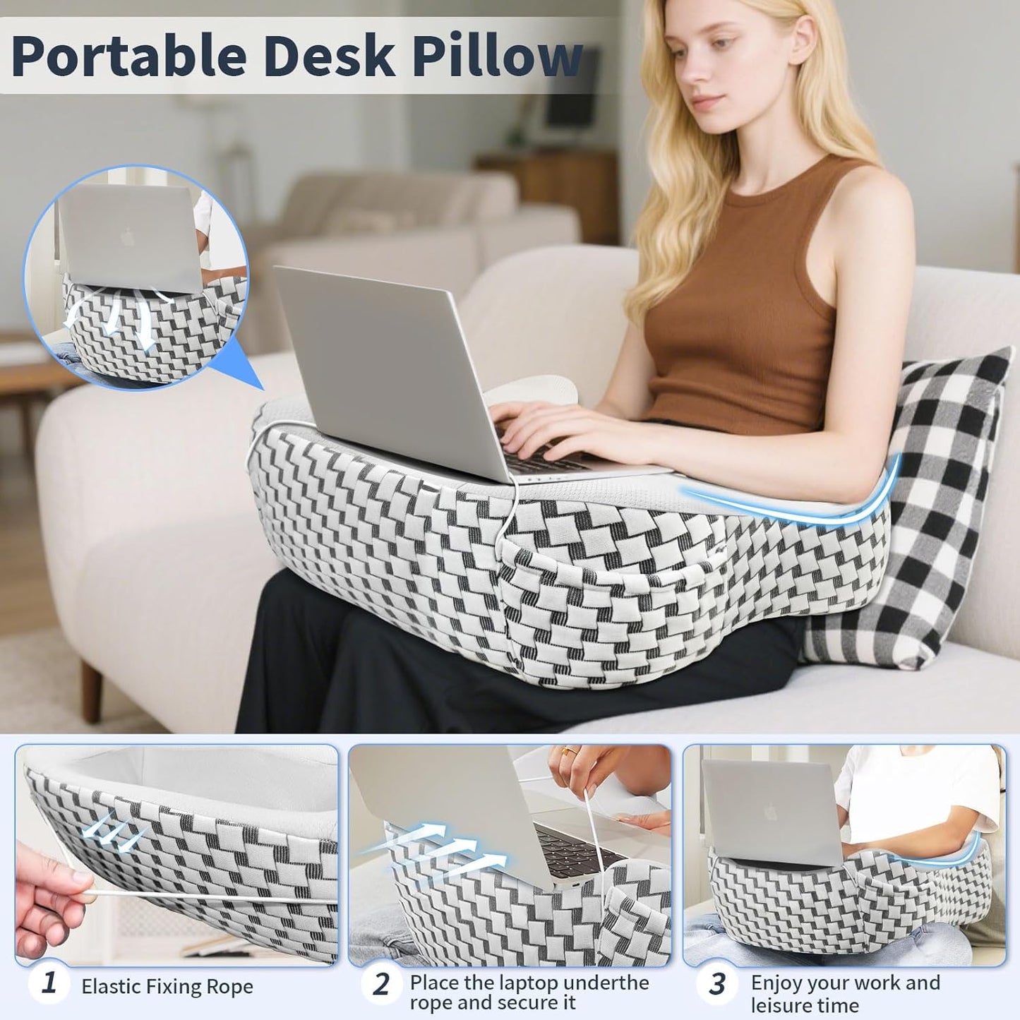 Multifunctional Memory Foam Pillows, Cervical Neck Pillow, Reading Pillow for Gaming Lap Desk Pillow for Laptop, Ergonomic Support Pillow for Sleeping, Gaming, Reading, Working
