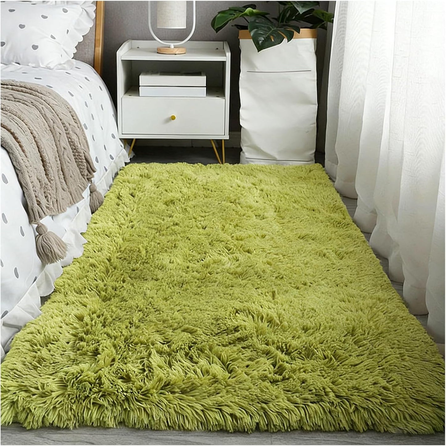 Large Washable Area Rug Shag Rug, Ultra Soft Fluffy Plush Carpet with Non-Slip Backing, Thick Fuzzy Indoor Floor Mat for Living Room Bedroom Kids Nursery Dorm Home Decor (R,50x120cm)