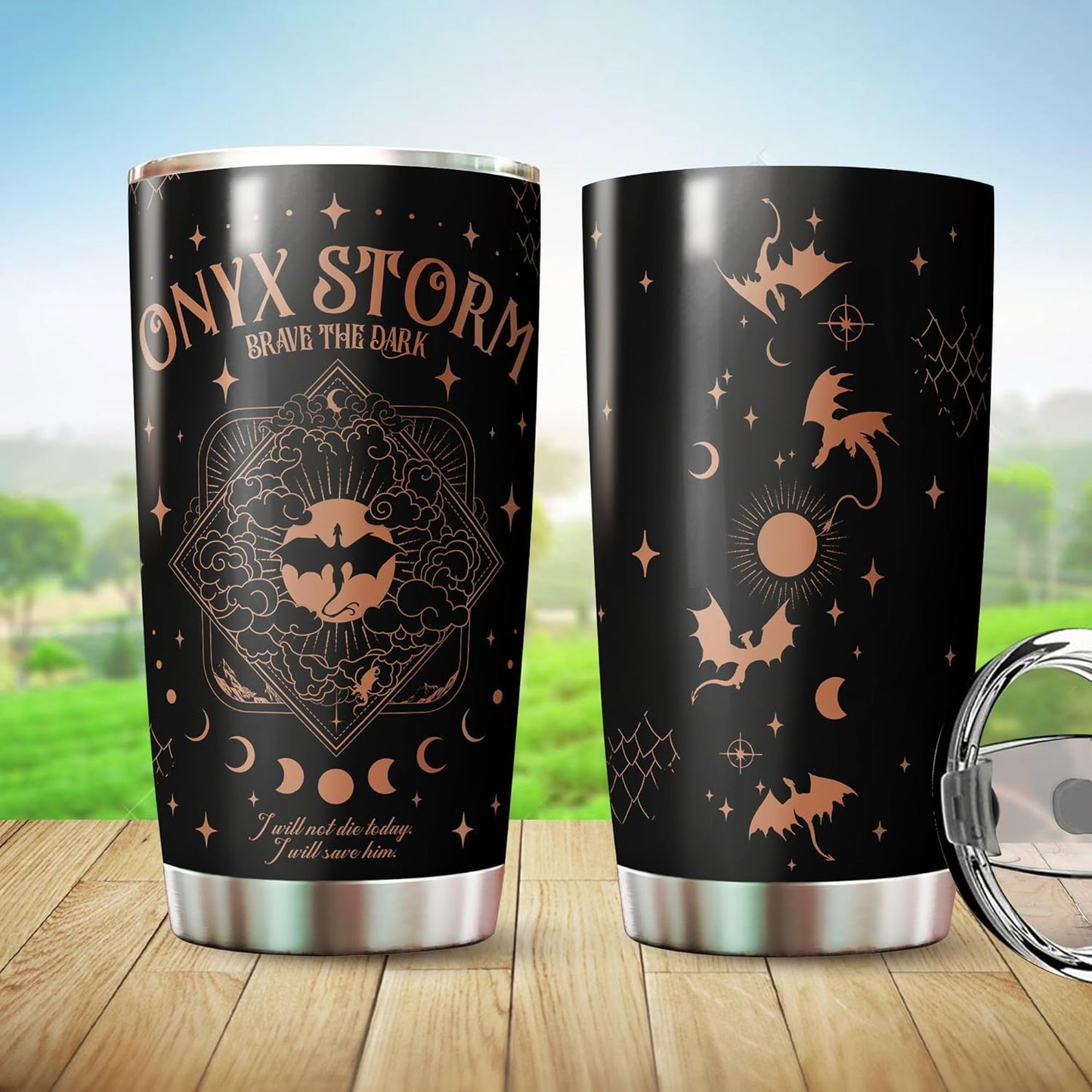 Basgiath Gifts - Storm Brave The Dark Tumblers - Fourth Dragon Rider Book Mug - Fantasy Bookworm Cup - Dragon Wing 20 Oz Tumbler - Onyx Gifts For Book Lovers on Christmas, Birthday
