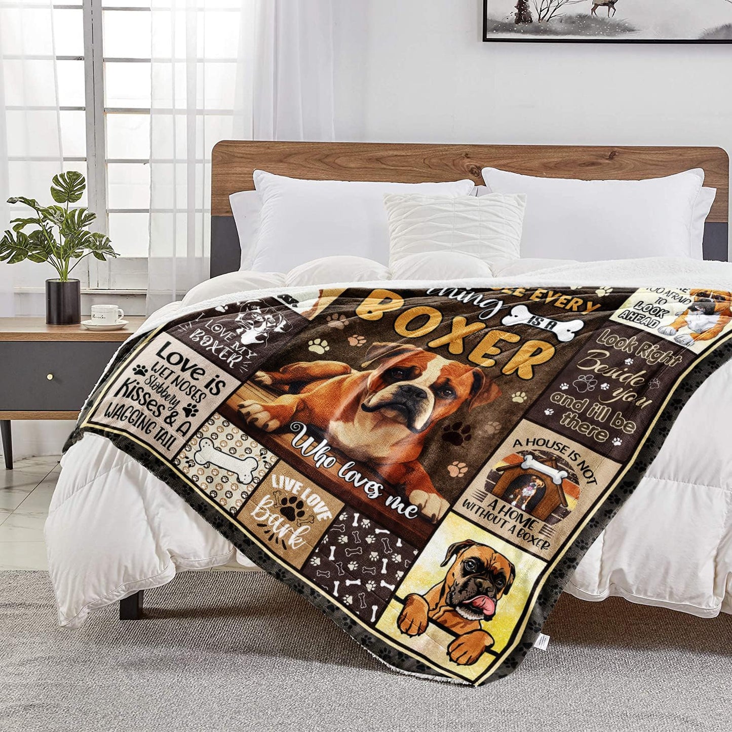 Boxer Dog Blanket, Boxer Dog Gifts for Women Men, Cute Boxer Gifts for Dog Lovers, Best Gifts Idea for Boxer Dog Lover, Boxer Blanket 50"x60"