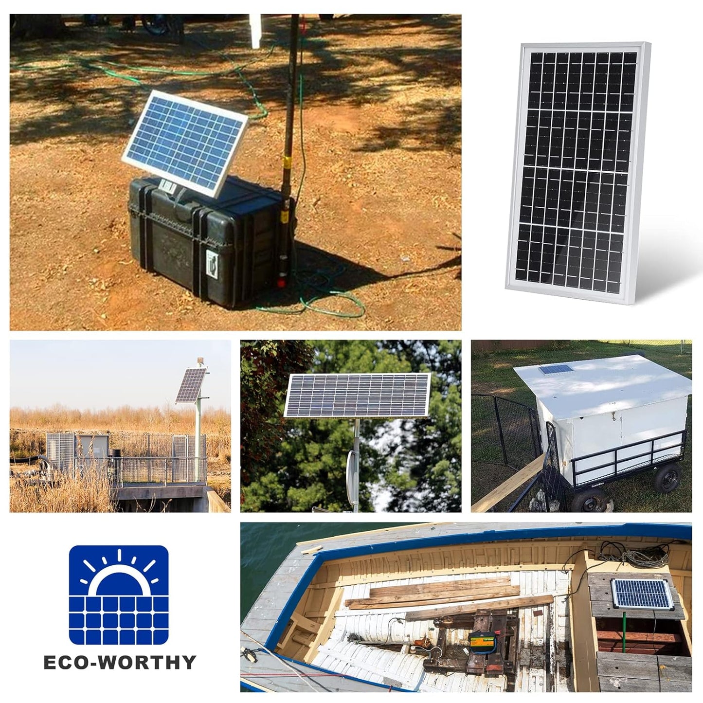 ECO-WORTHY 10W Solar Panel Battery Charger Portable for Charging 12V Battery or Vehicle Gate Opener,Electrical Fence Chicken Coop Lawn Tractor Boat