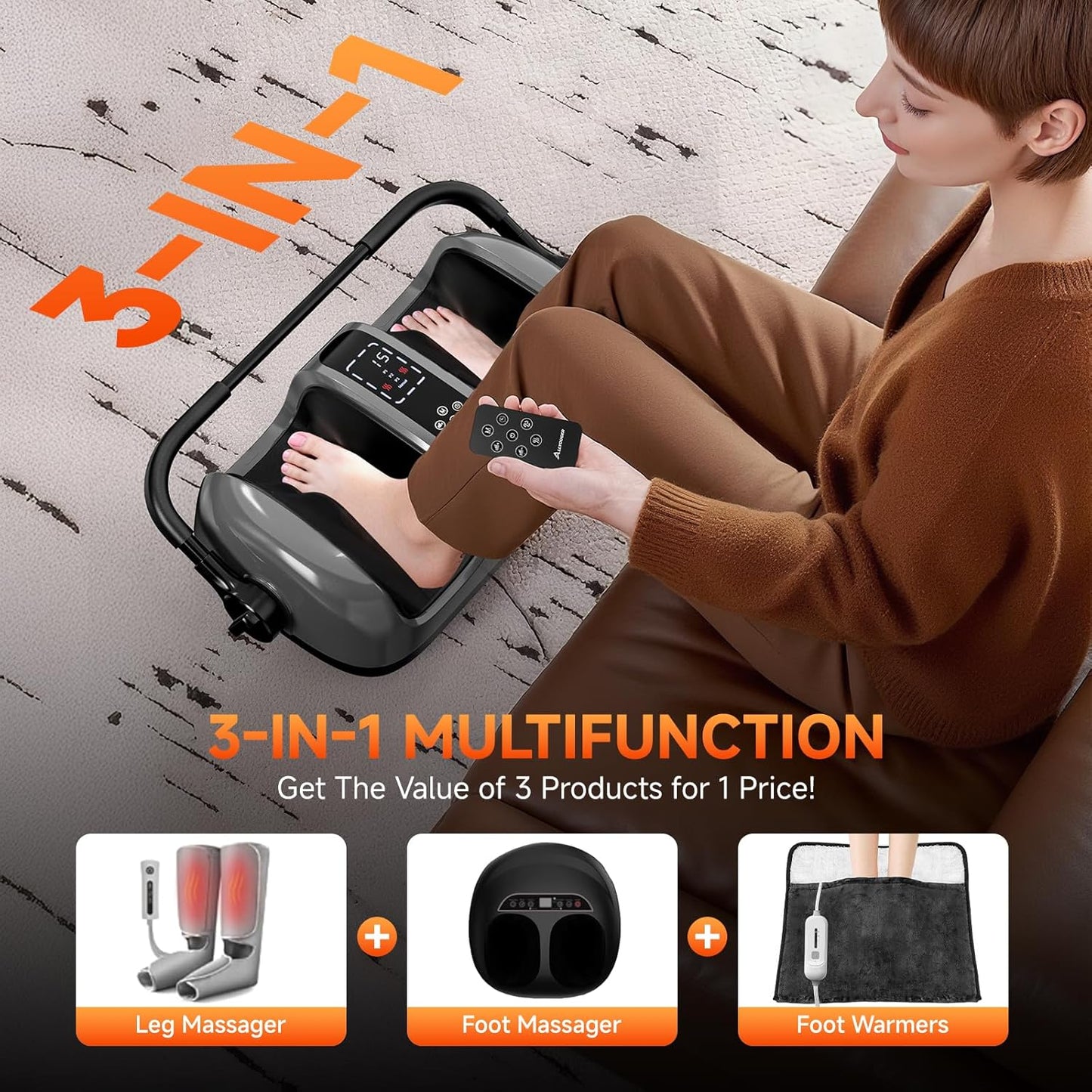 2026 Upgraded Foot Massager with Heat - Shiatsu Deep Kneading Machine for Plantar Fasciitis, Neuropathy & Circulation - 5 Intensities, 4 Modes - Ideal Gifts for Women & Men