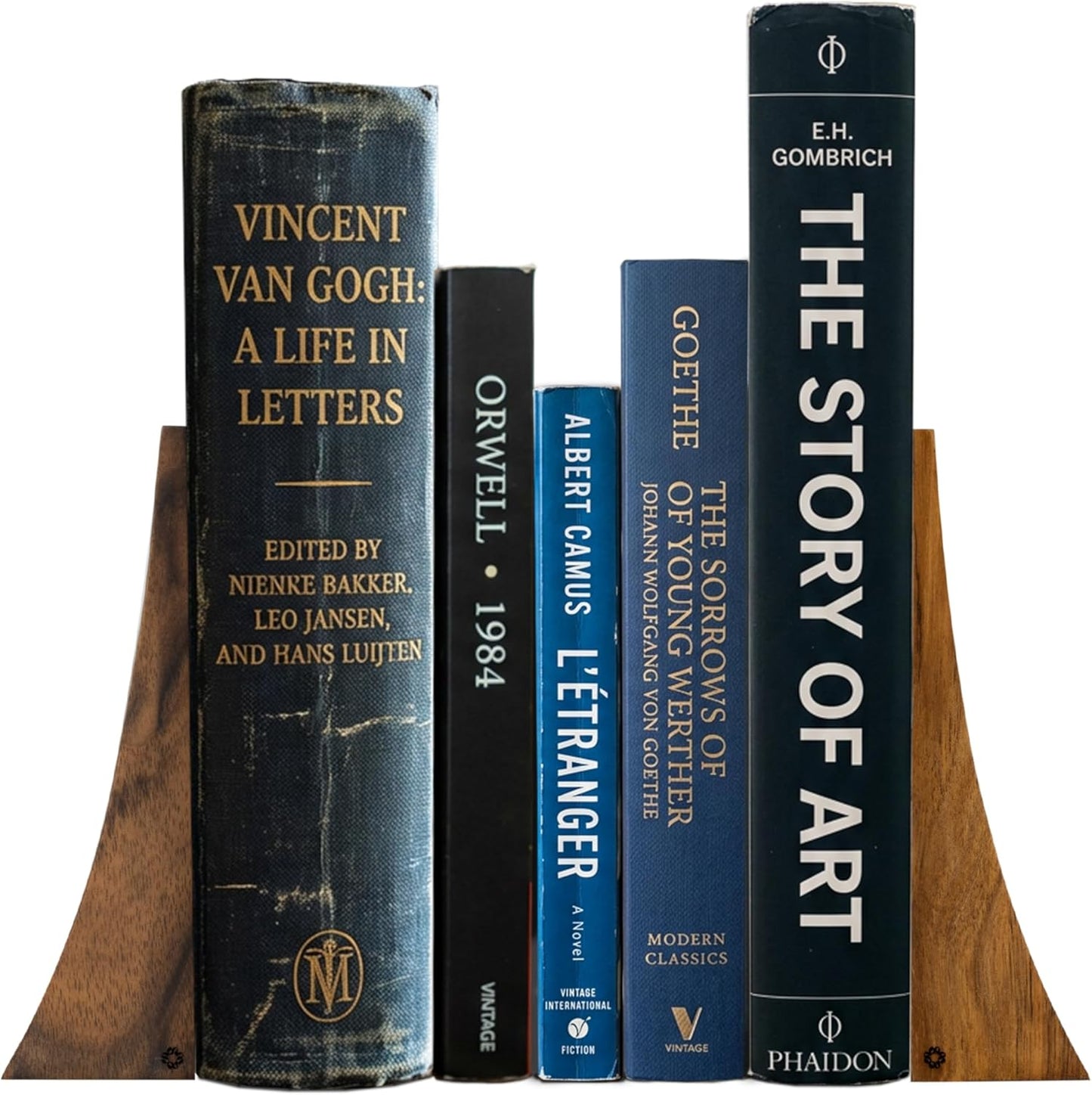 TILISMA Bookends for Heavy Books – Walnut Wood Book Ends for Shelves – Heavy Duty Bookends to Hold Books – Decorative Book Ends for Home Library – Wooden Bookend for Shelf - Bookshelf Accessories